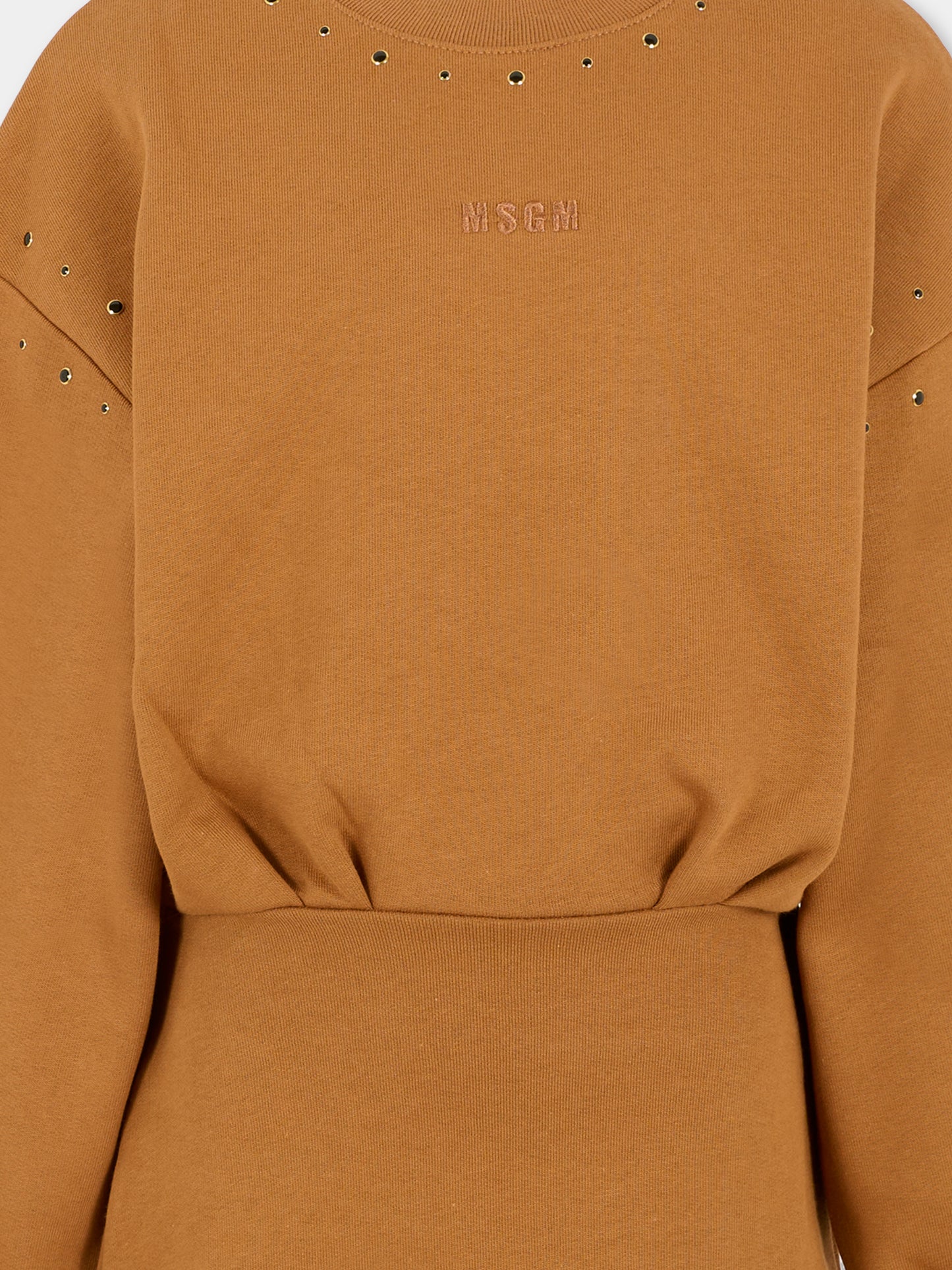 Vestito marrone per bambina con logo,Msgm Kids,F5MSJGDR146 MS046