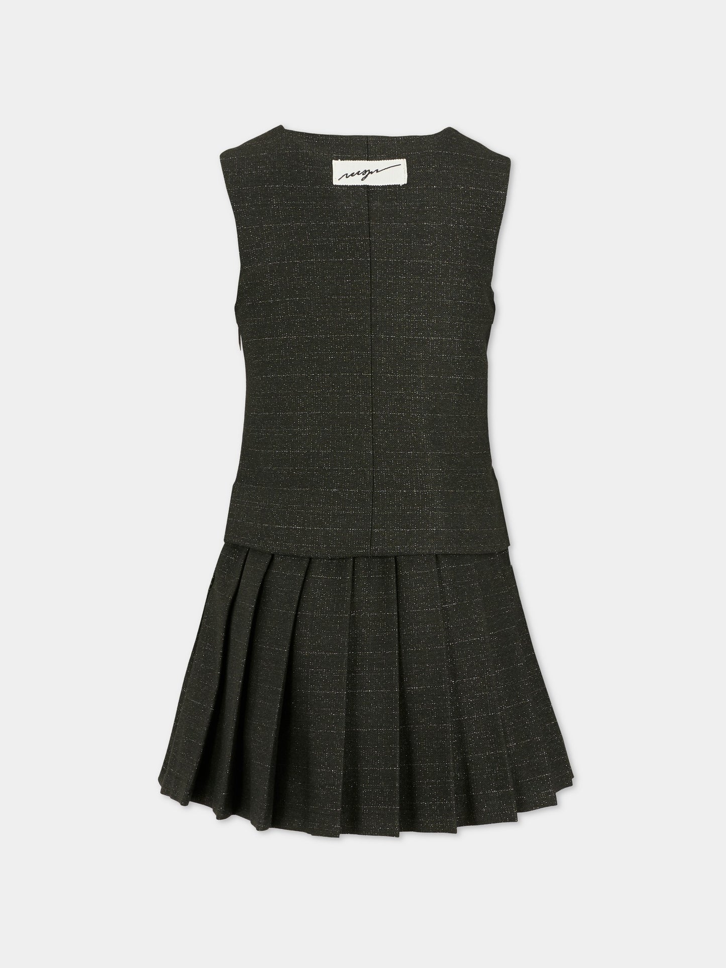 Vestito nero per bambina con patch logato,Msgm Kids,F5MSJGDR202 110