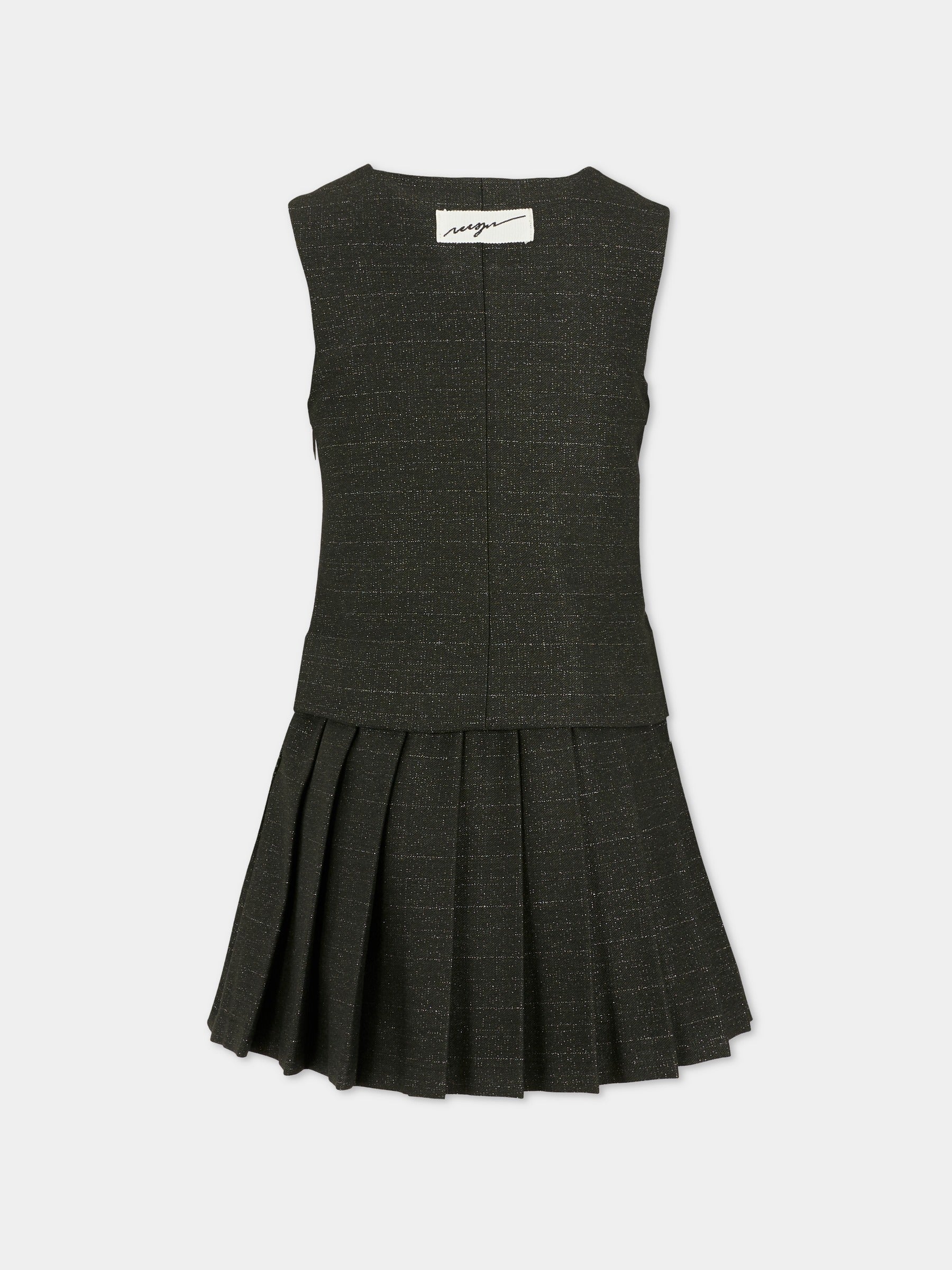 Vestito nero per bambina con patch logato,Msgm Kids,F5MSJGDR202 110