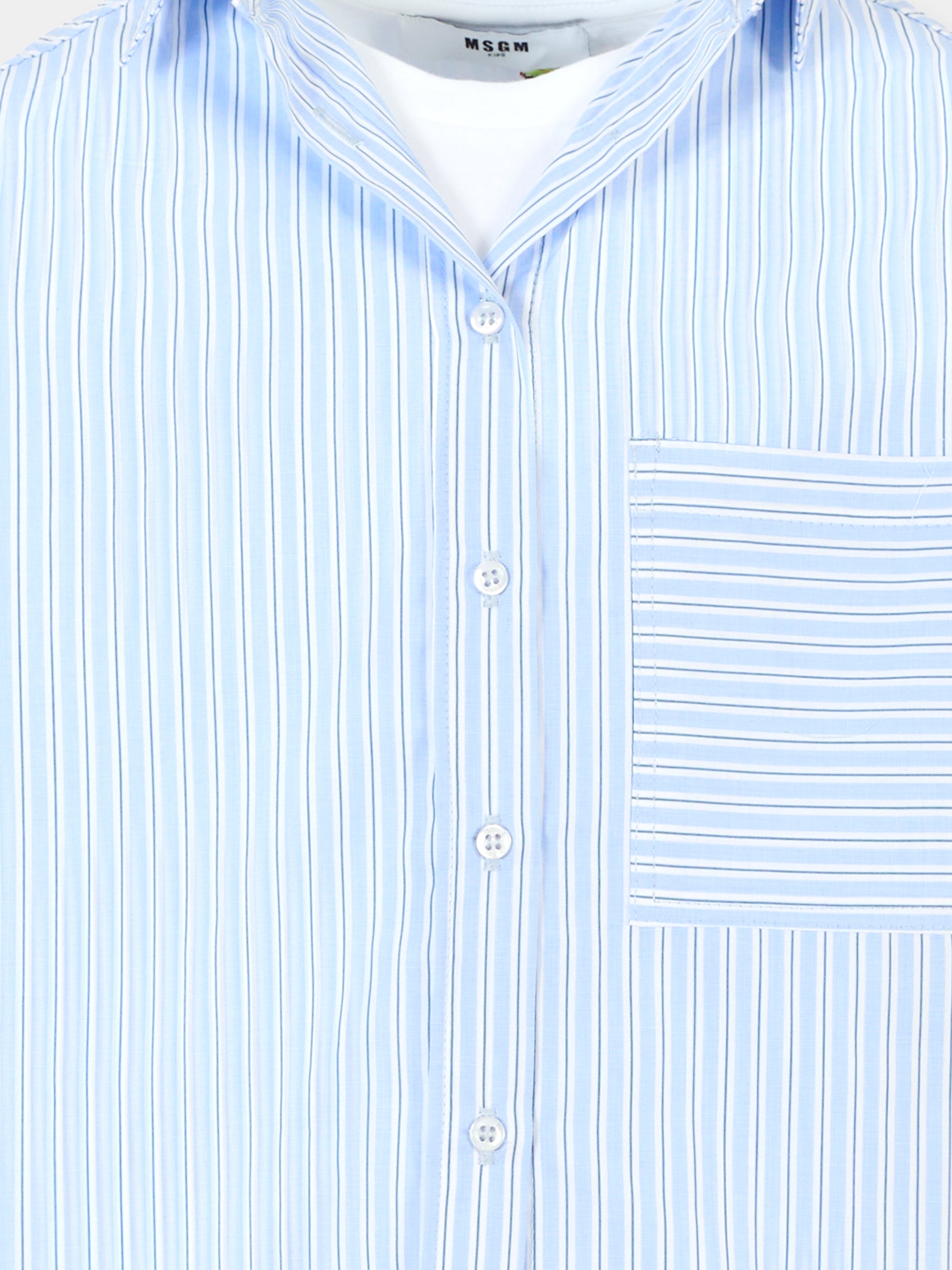 Camicia celeste per bambino con logo,Msgm Kids,F5MSJGSI116 MS053