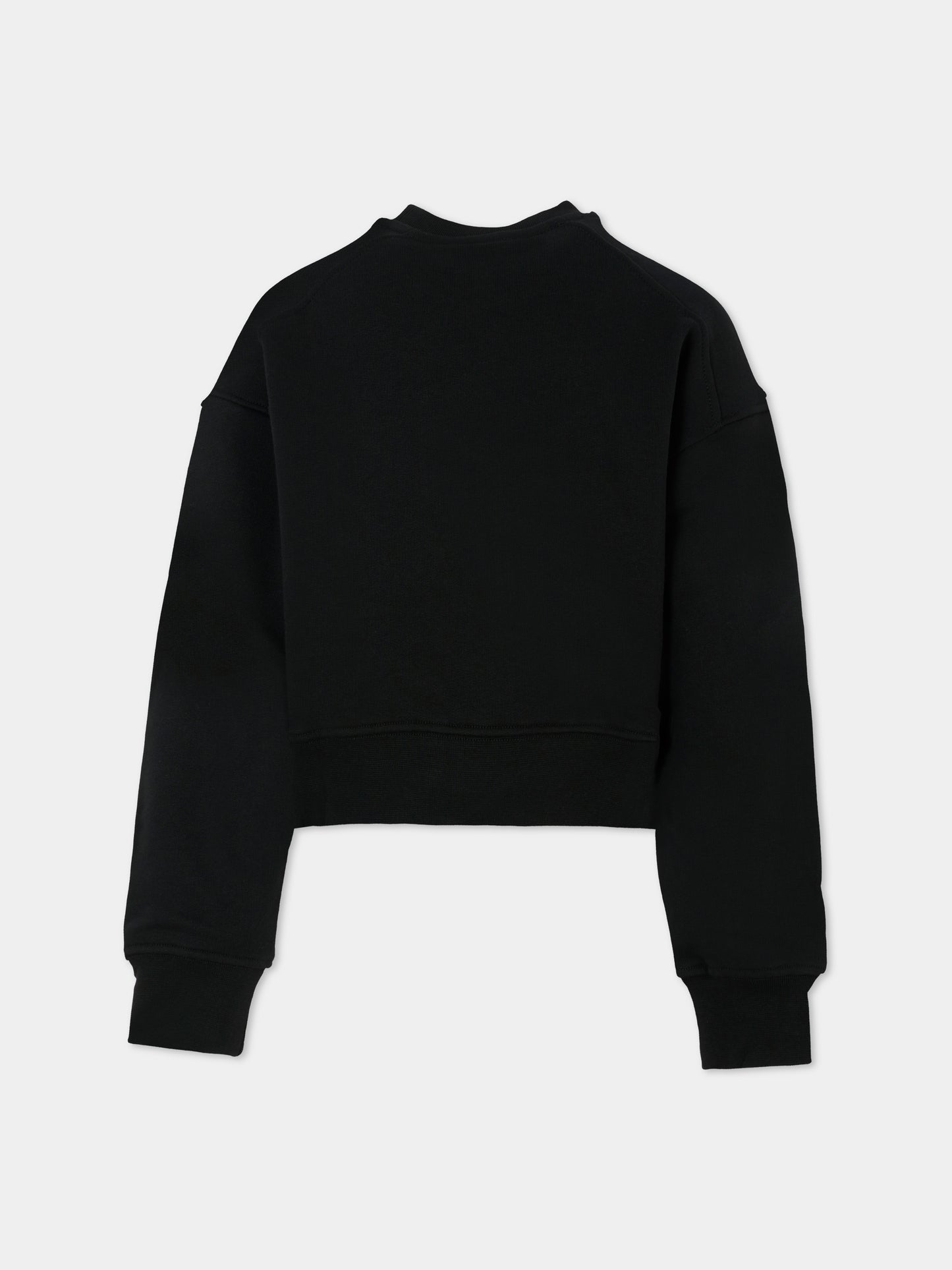 Felpa crop nera per bambina con logo,Msgm Kids,F5MSJGSW145 MS068