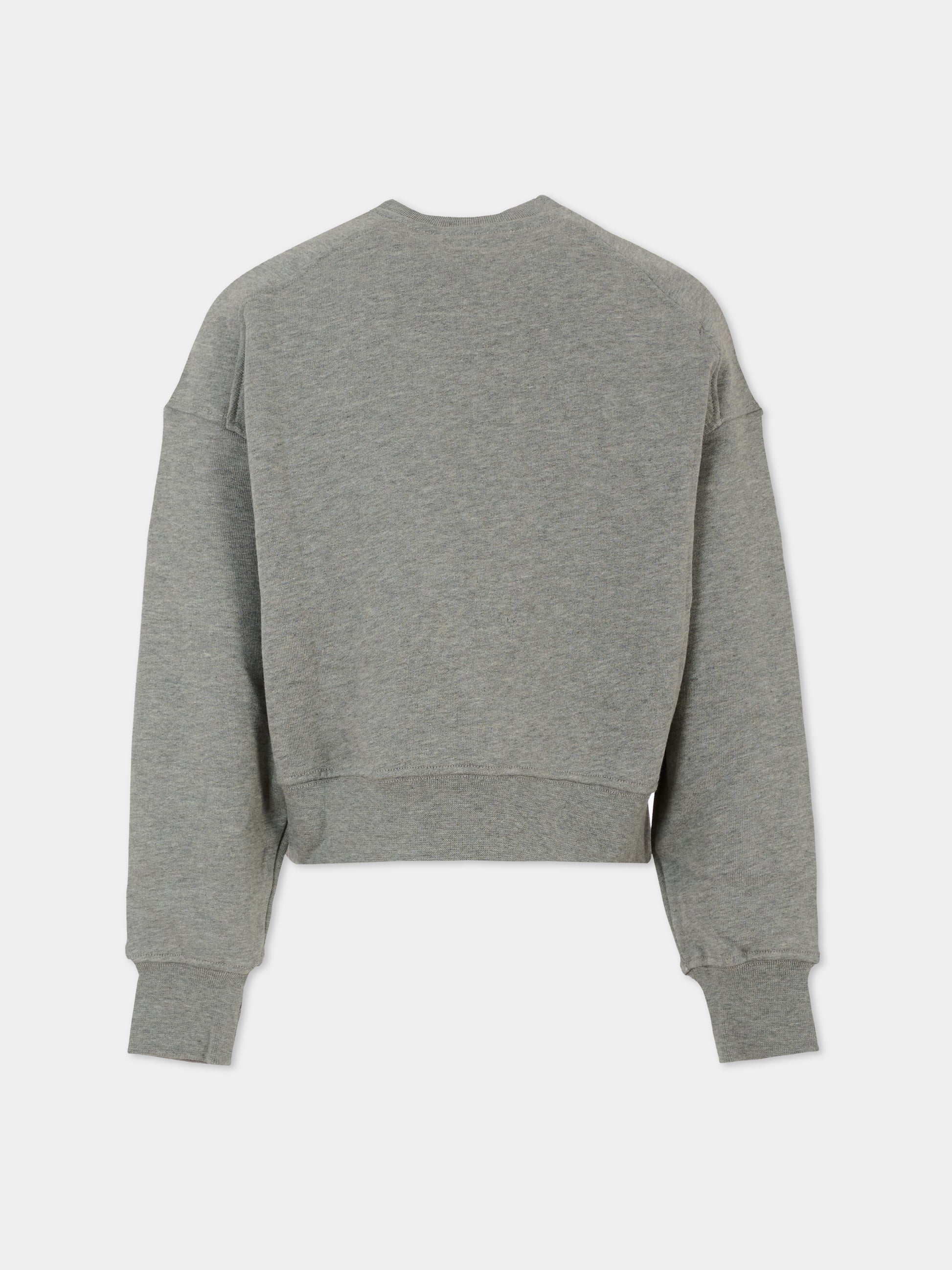 Felpa crop grigia per bambina con logo e strass,Msgm Kids,F5MSJGSW268 104