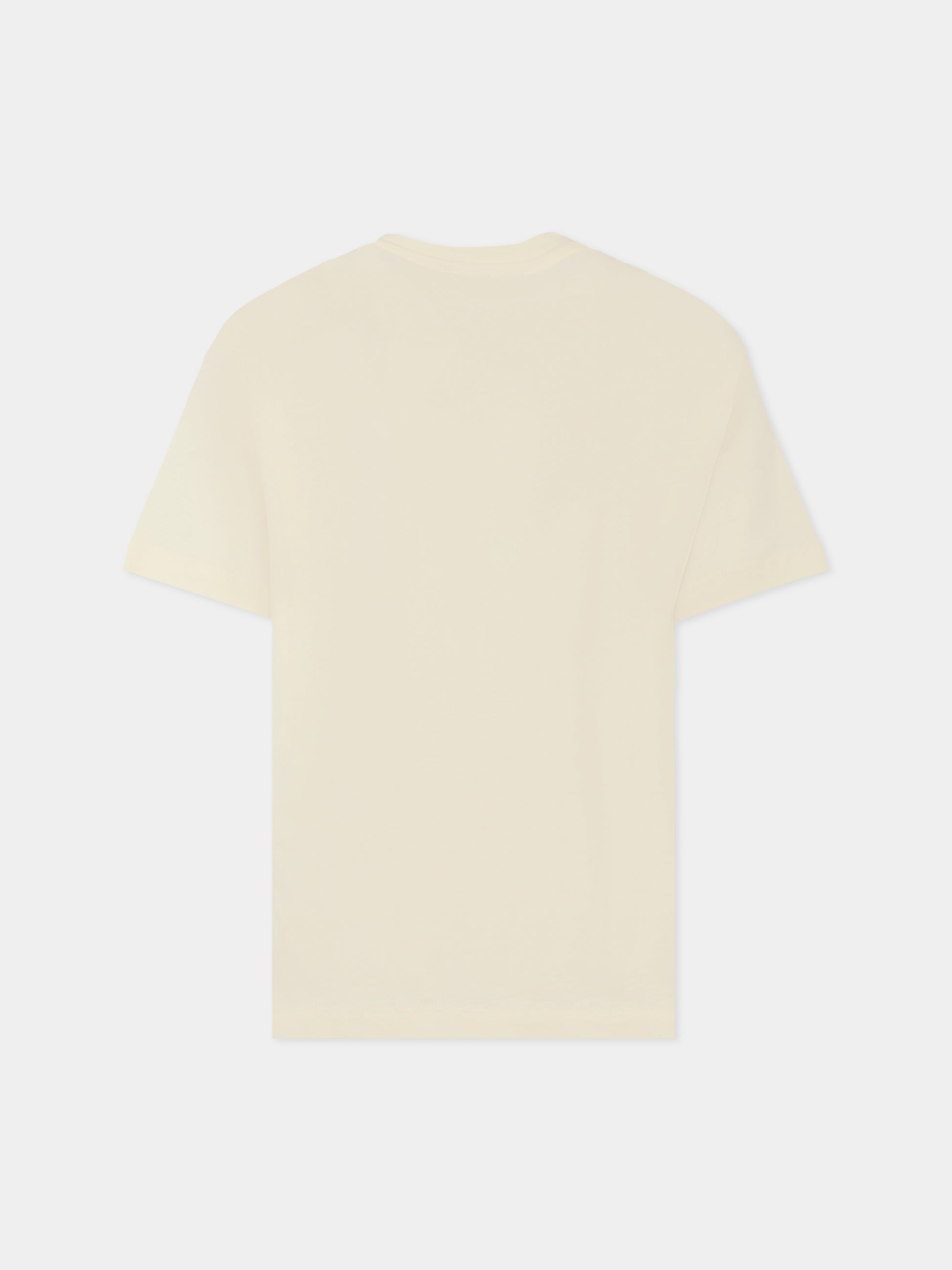 T-shirt avorio per bambina con logo e borchie,Msgm Kids,F5MSJGTH154 013