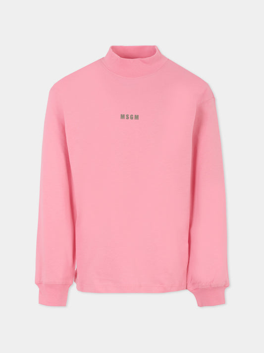 Dolcevita rosa per bambina con logo,Msgm Kids,F5MSJGTH192 MS038