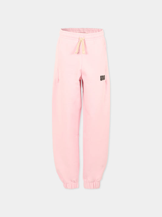 Pantaloni rosa per bambina con logo,Msgm Kids,F5MSJUFP277 MS044
