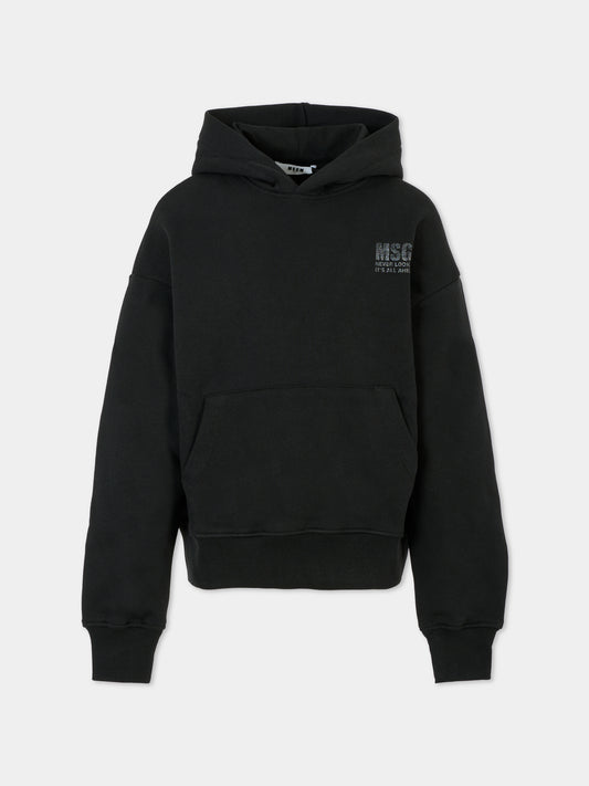 Felpa nera per bambini con logo,Msgm Kids,F5MSJUHS088 110