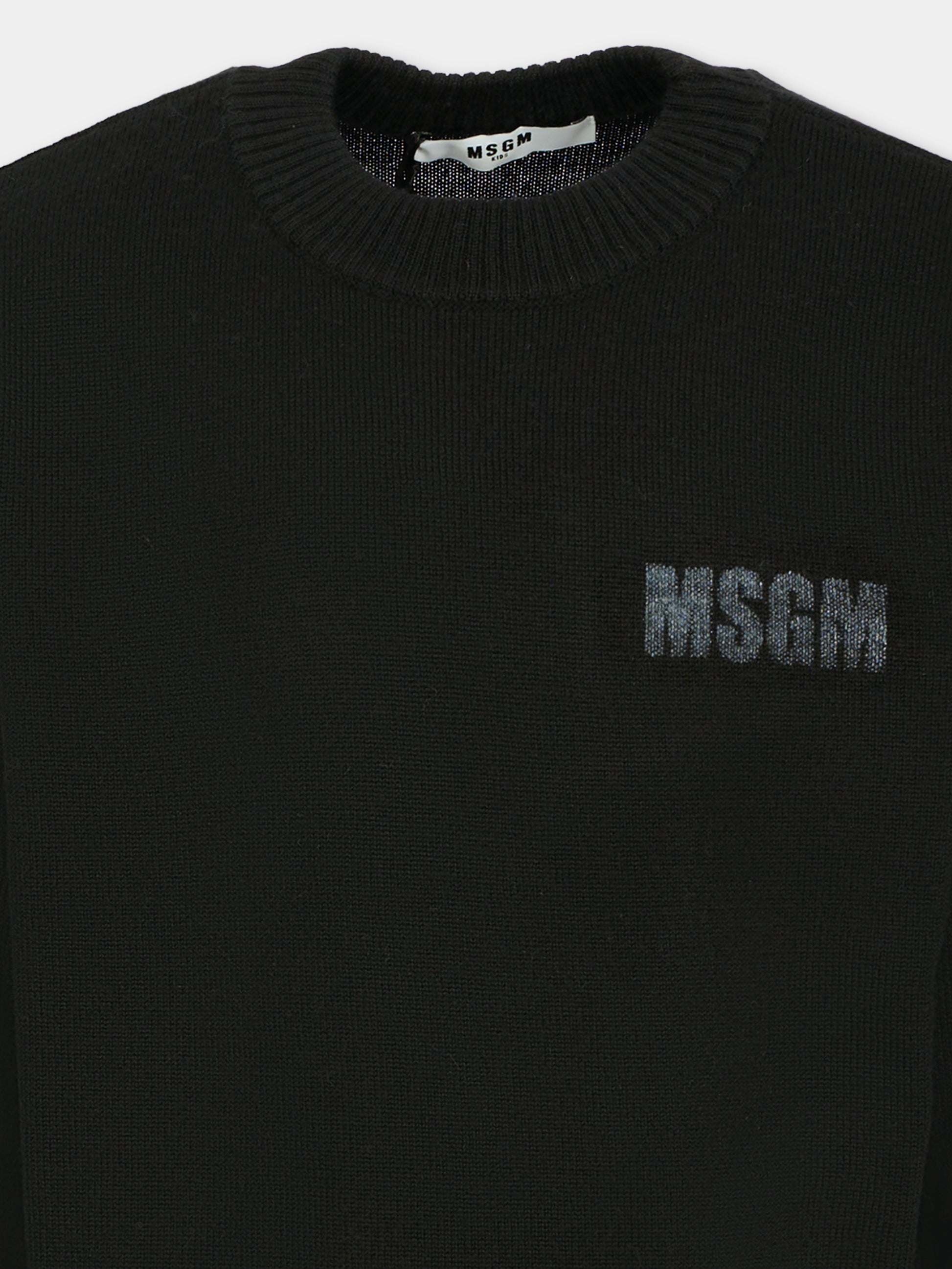 Maglione nero per bambini con logo,Msgm Kids,F5MSJUJP086 110