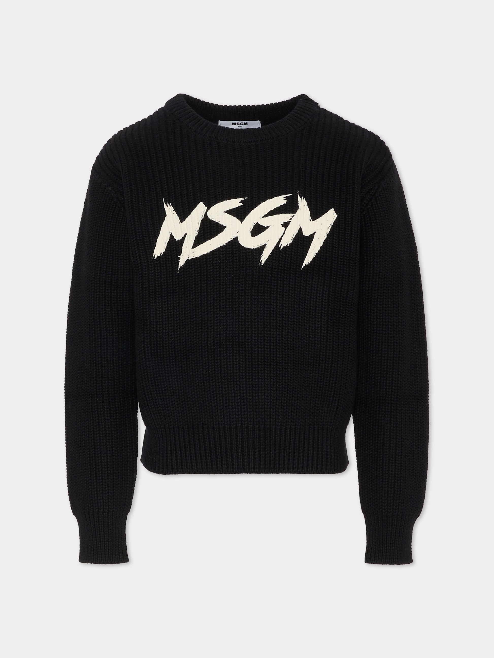 Maglione nero per bambino con logo,Msgm Kids,F5MSJUJP090 110/38