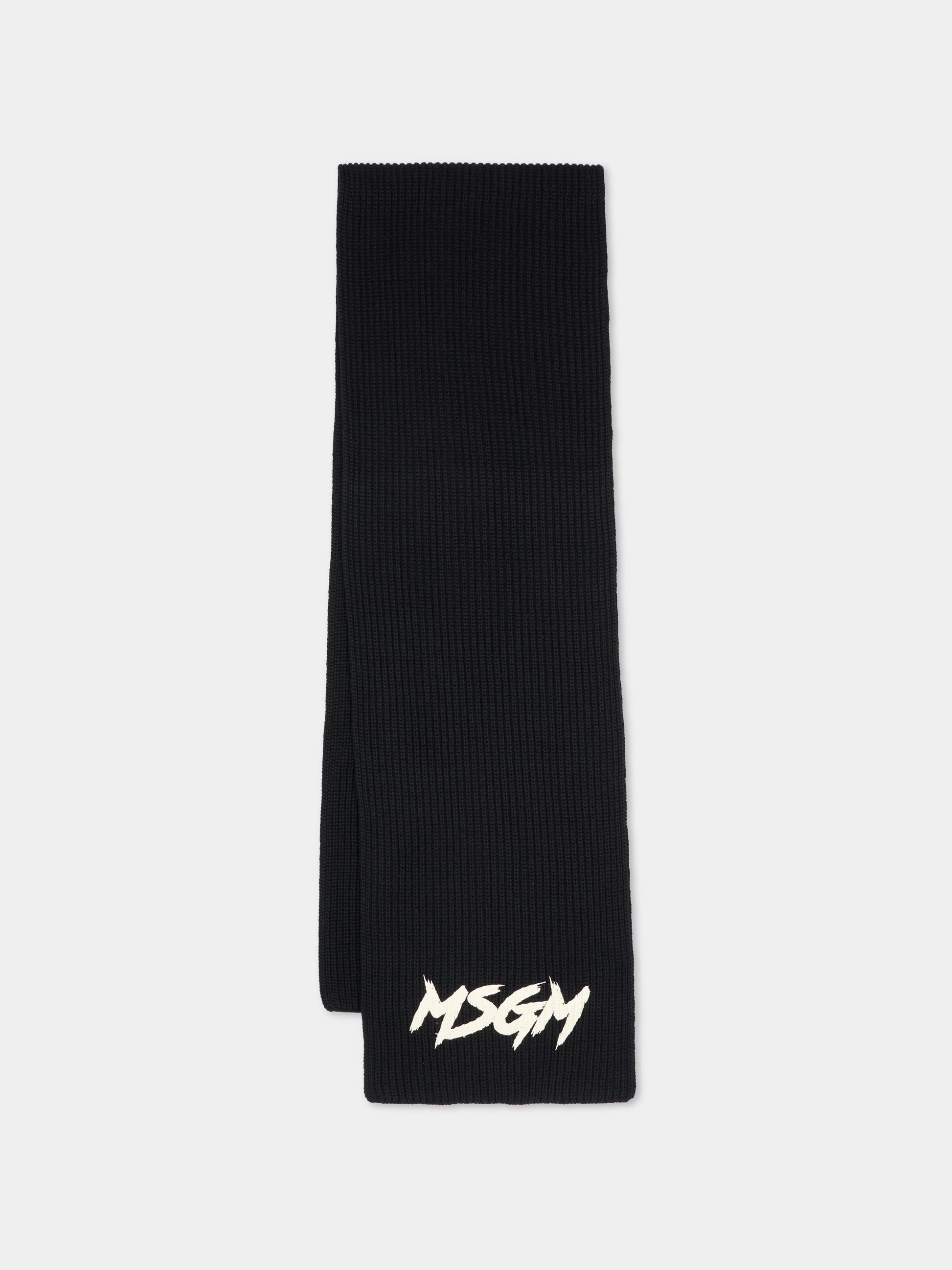 Sciarpa nera per bambini con logo,Msgm Kids,F5MSJUSC092 110/38