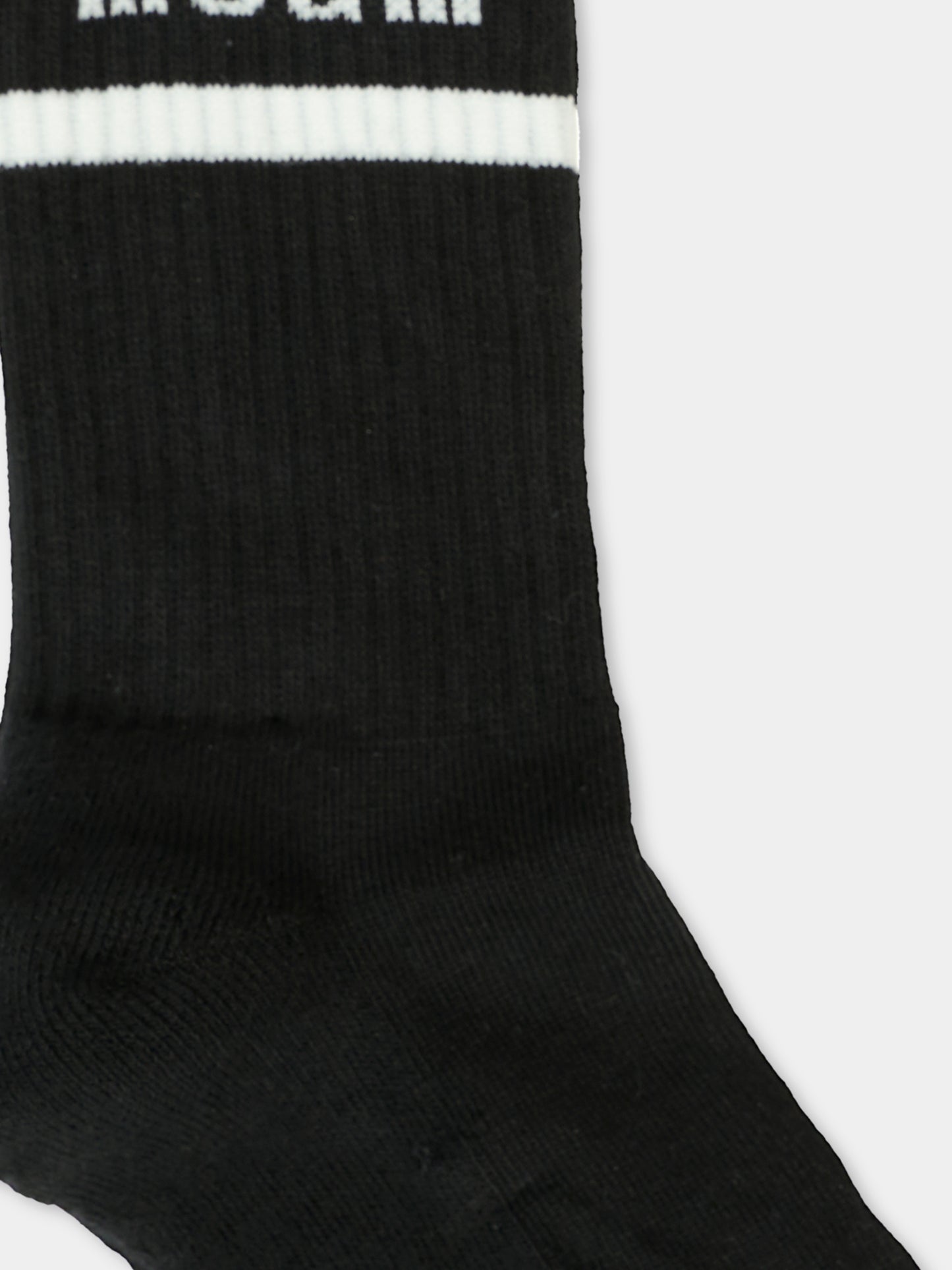 Calze nere per bambini con logo bianco,Msgm Kids,F5MSJUSO278 110