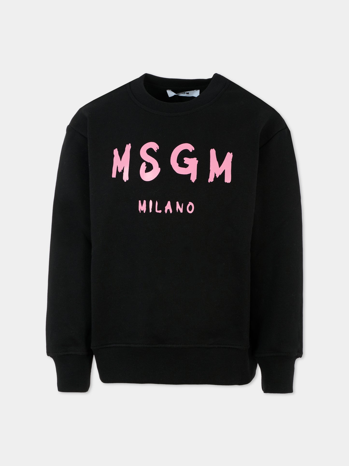 Felpa nera per bambina con logo,Msgm Kids,F5MSJUSW018 110/83