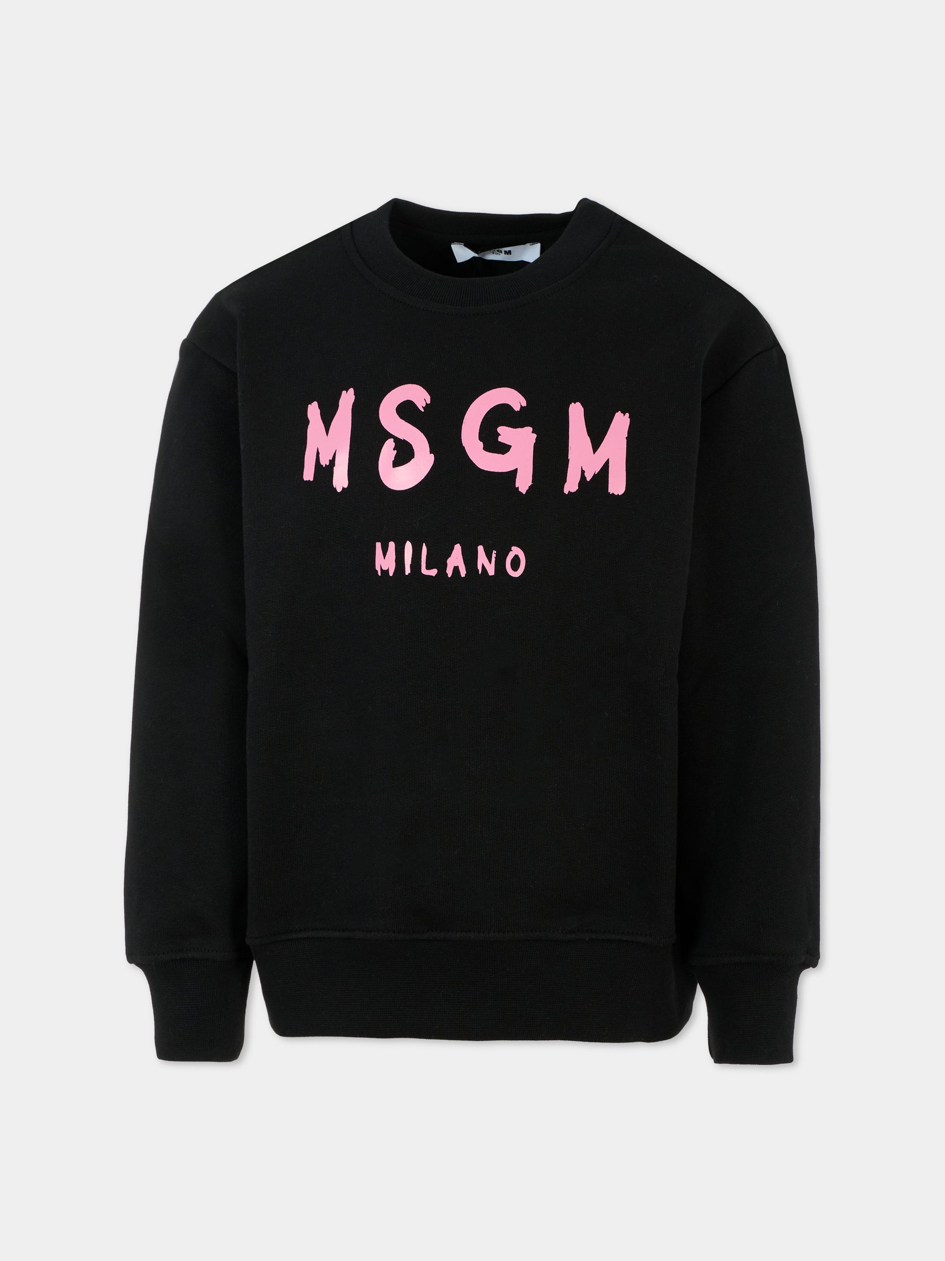 Felpa nera per bambina con logo,Msgm Kids,F5MSJUSW018 110/83