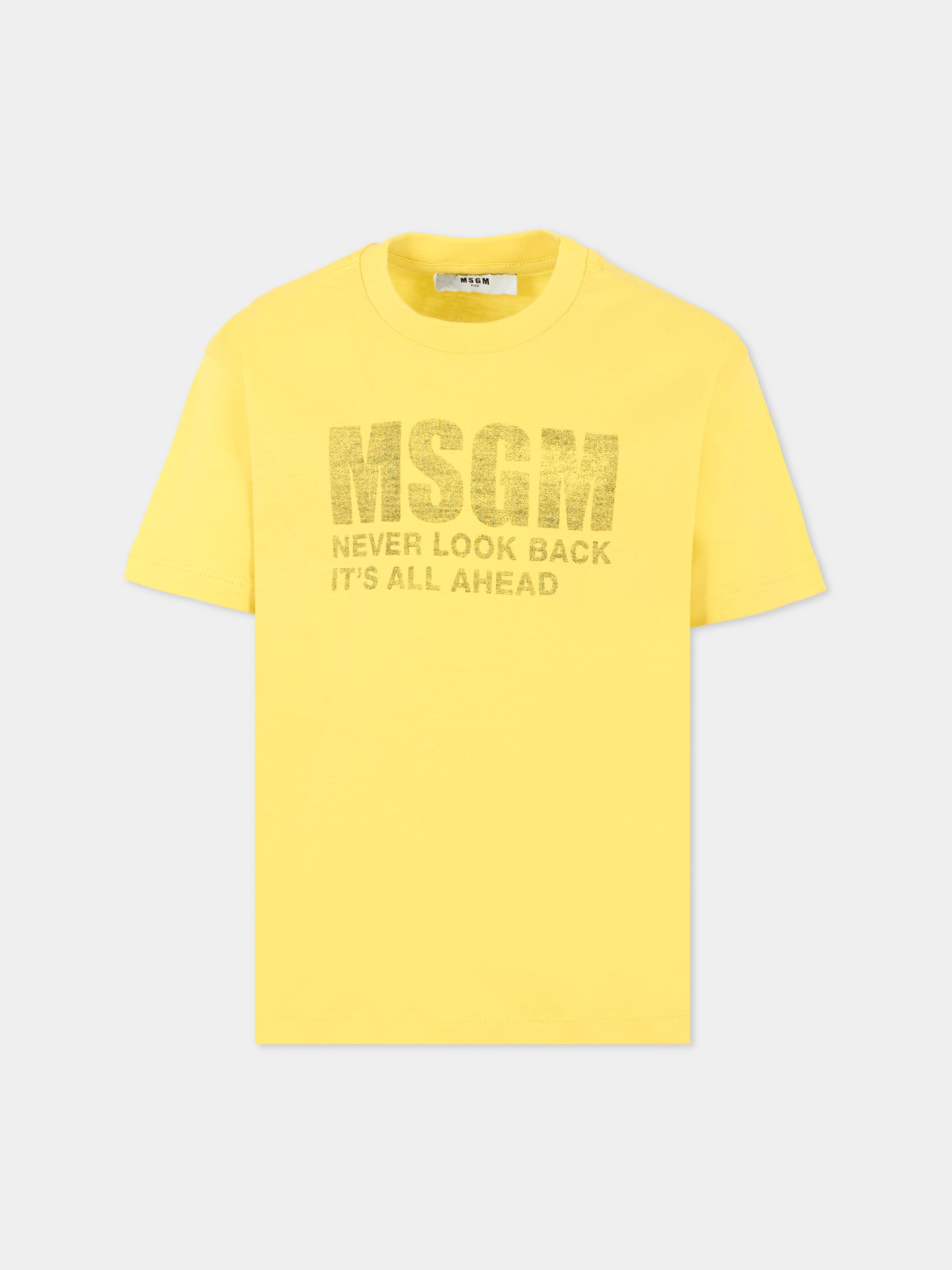 T-shirt gialla per bambini con logo,Msgm Kids,F5MSJUTH087 020