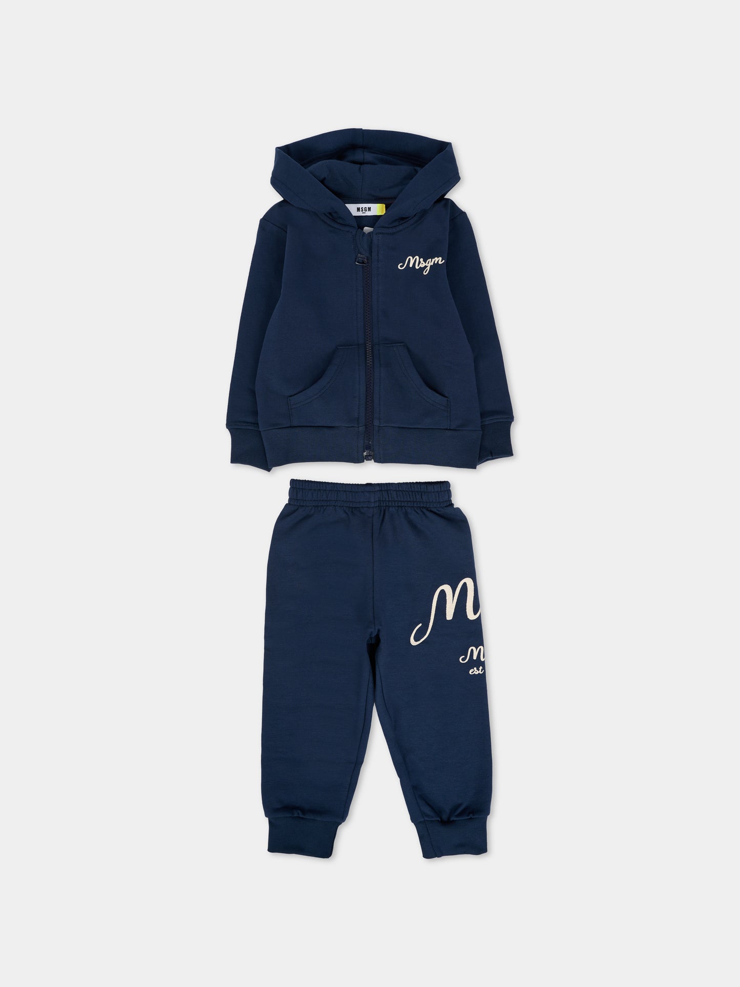 Completo blu per neonato con logo bianco,Msgm Kids,F5MSNBSF296 MS032