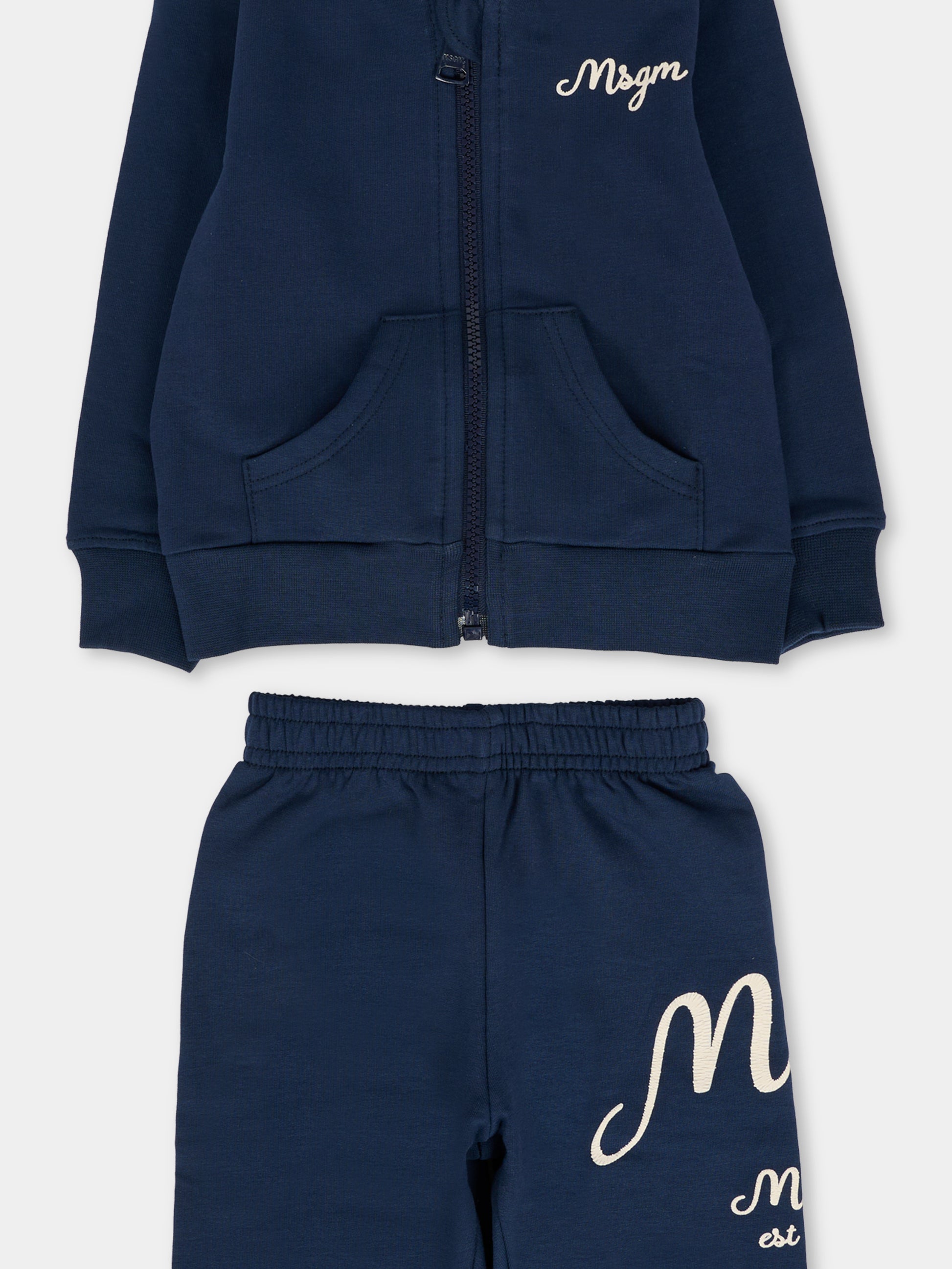 Completo blu per neonato con logo bianco,Msgm Kids,F5MSNBSF296 MS032