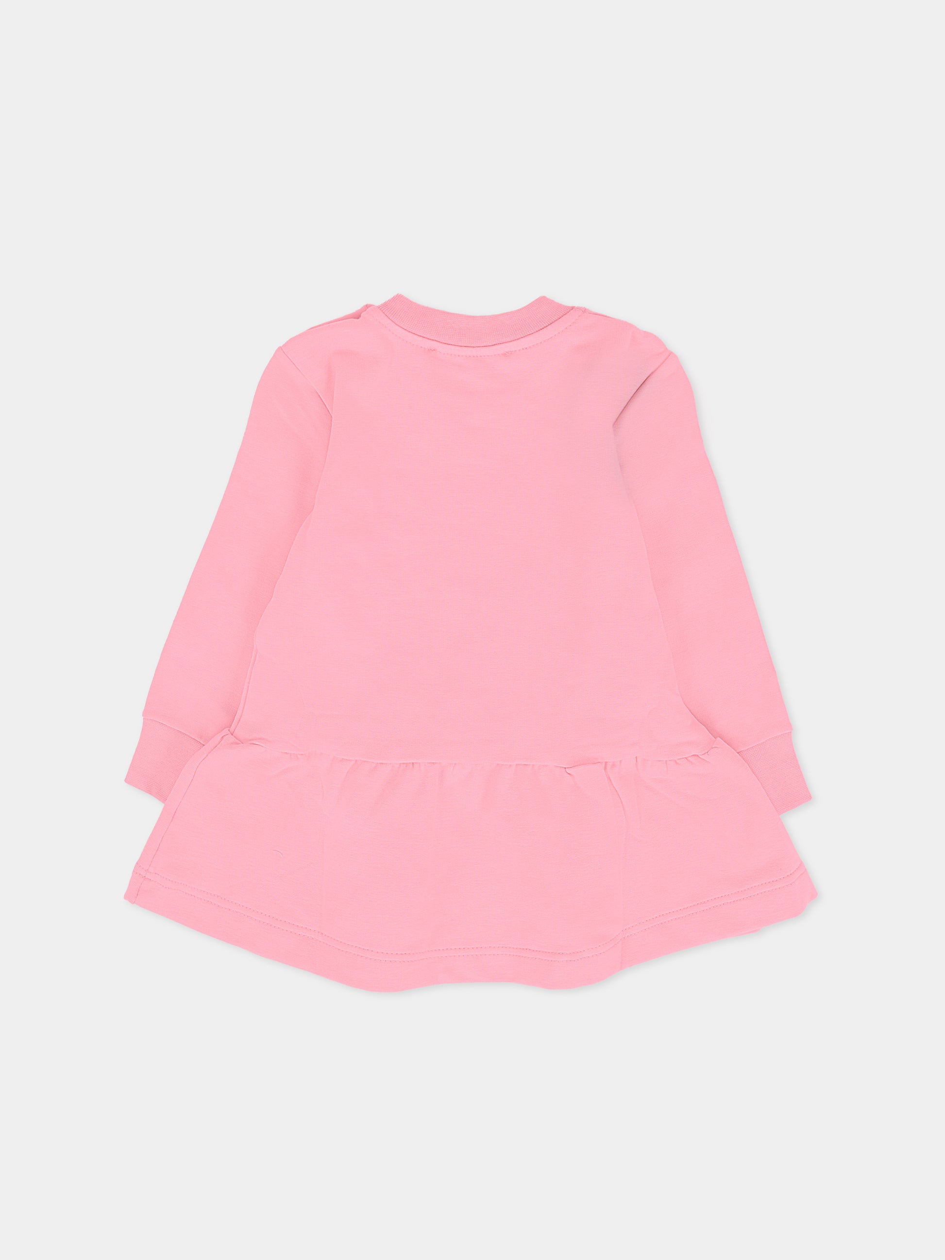 Vestito rosa per neonata con gatto e logo,Msgm Kids,F5MSNGDR289 MS038