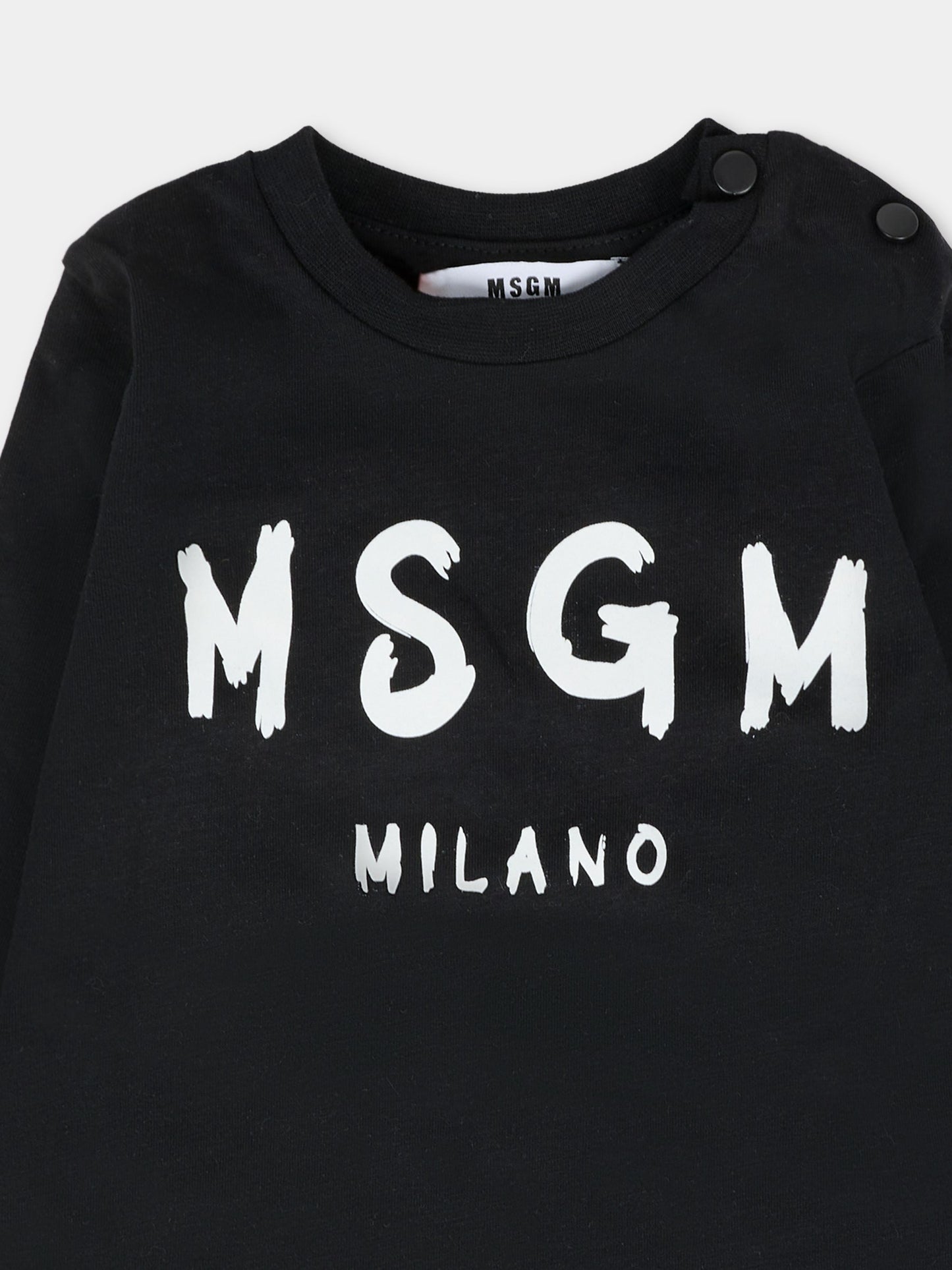 T-shirt nera per neonati con logo,Msgm Kids,F5MSUNTH283 110