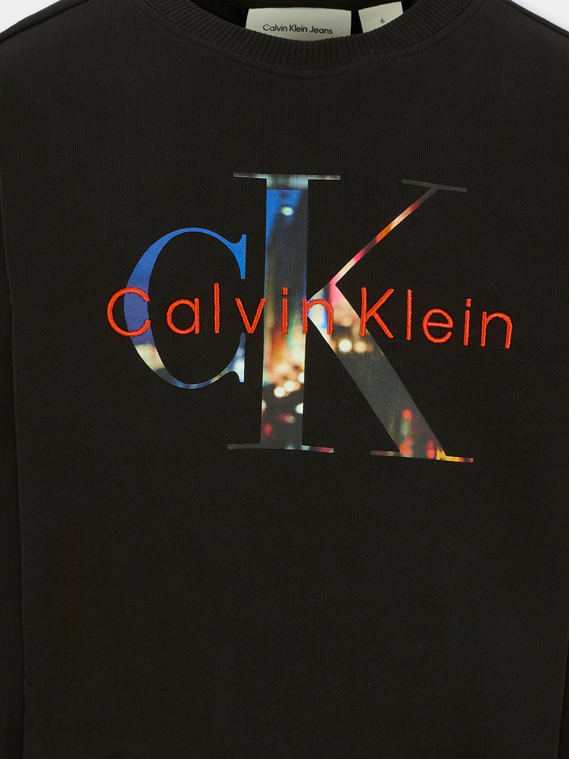 Felpa nera per bambino con logo,Calvin Klein Kids,25WCKIB0IB02562 BEH