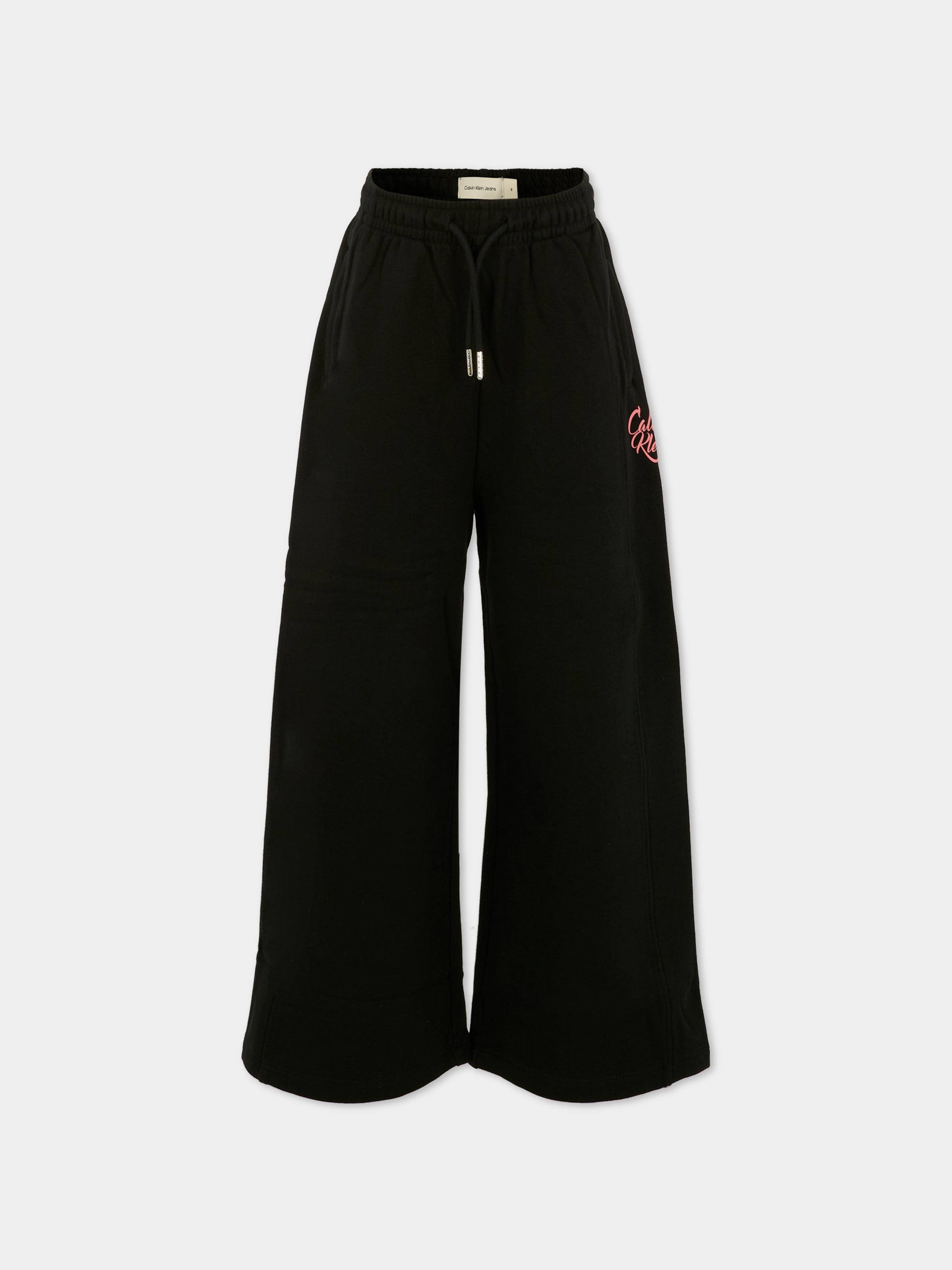 Pantaloni neri per bambina con logo,Calvin Klein Kids,25WCKIG0IG03024 BEH