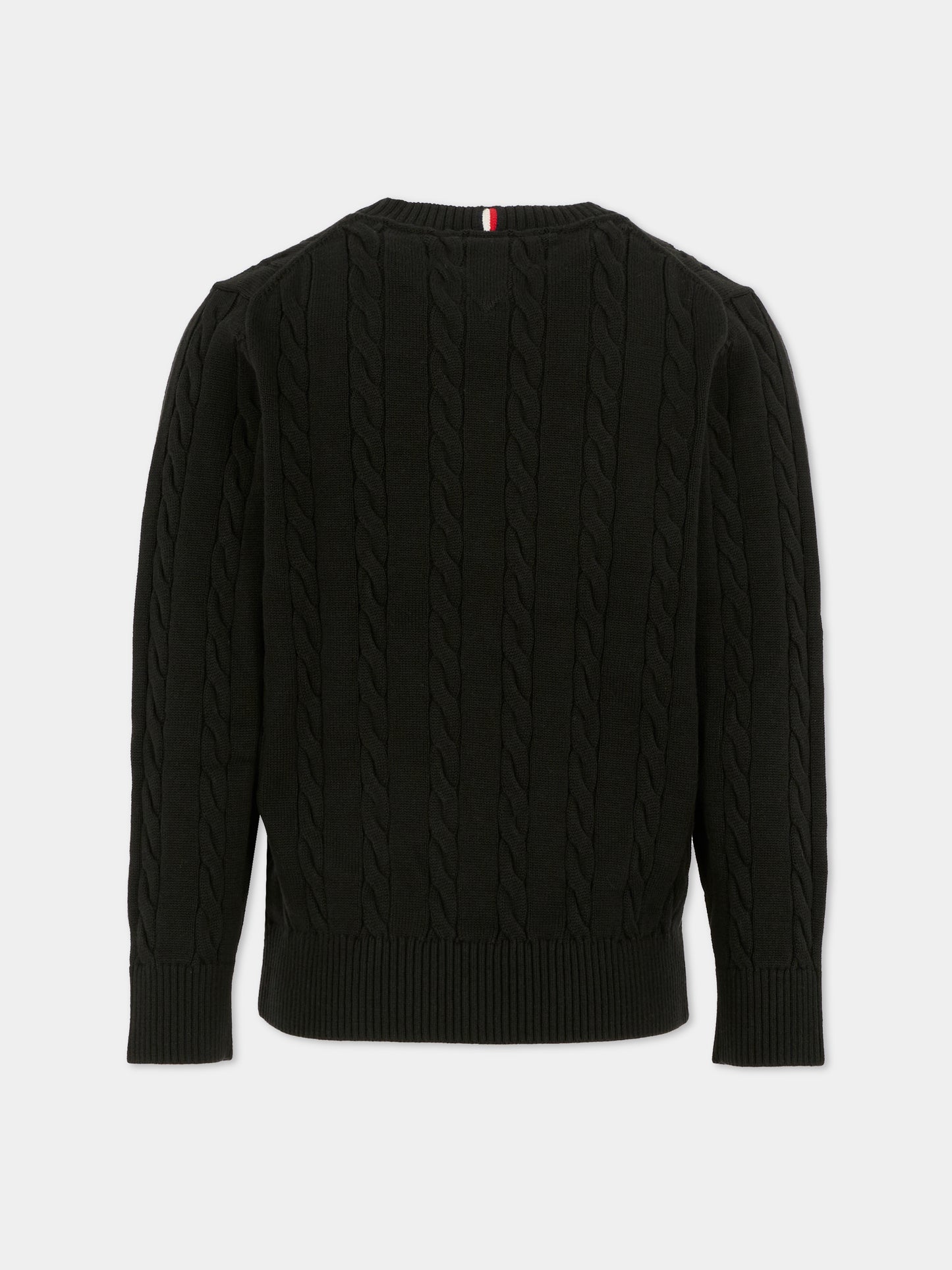 Maglione nero per bambini con bandierina,Tommy Hilfiger Junior,25WTHKB0KB09753 BDS