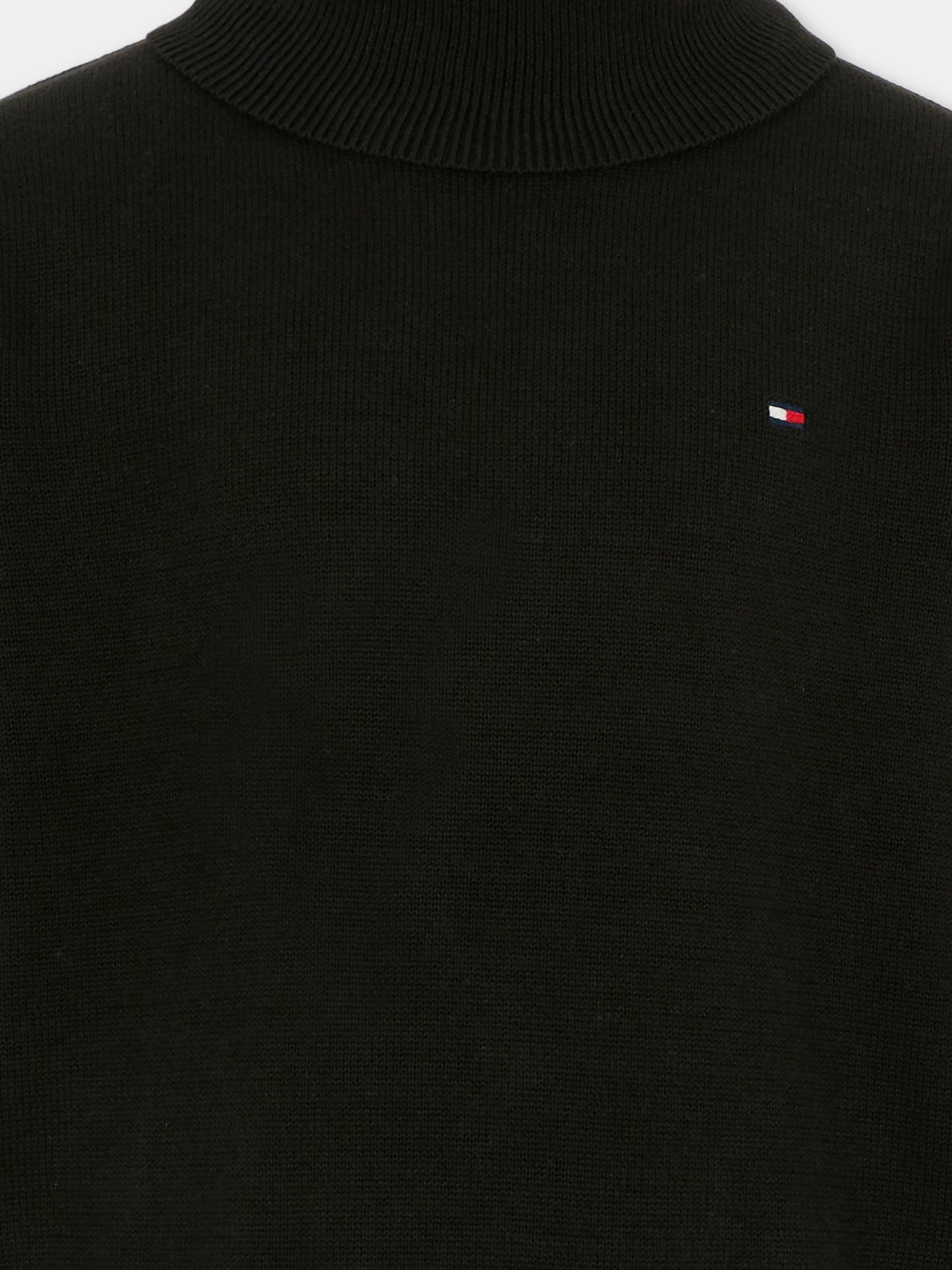 Dolcevita nero per bambino con bandierina,Tommy Hilfiger Junior,25WTHKB0KB09976 BDS