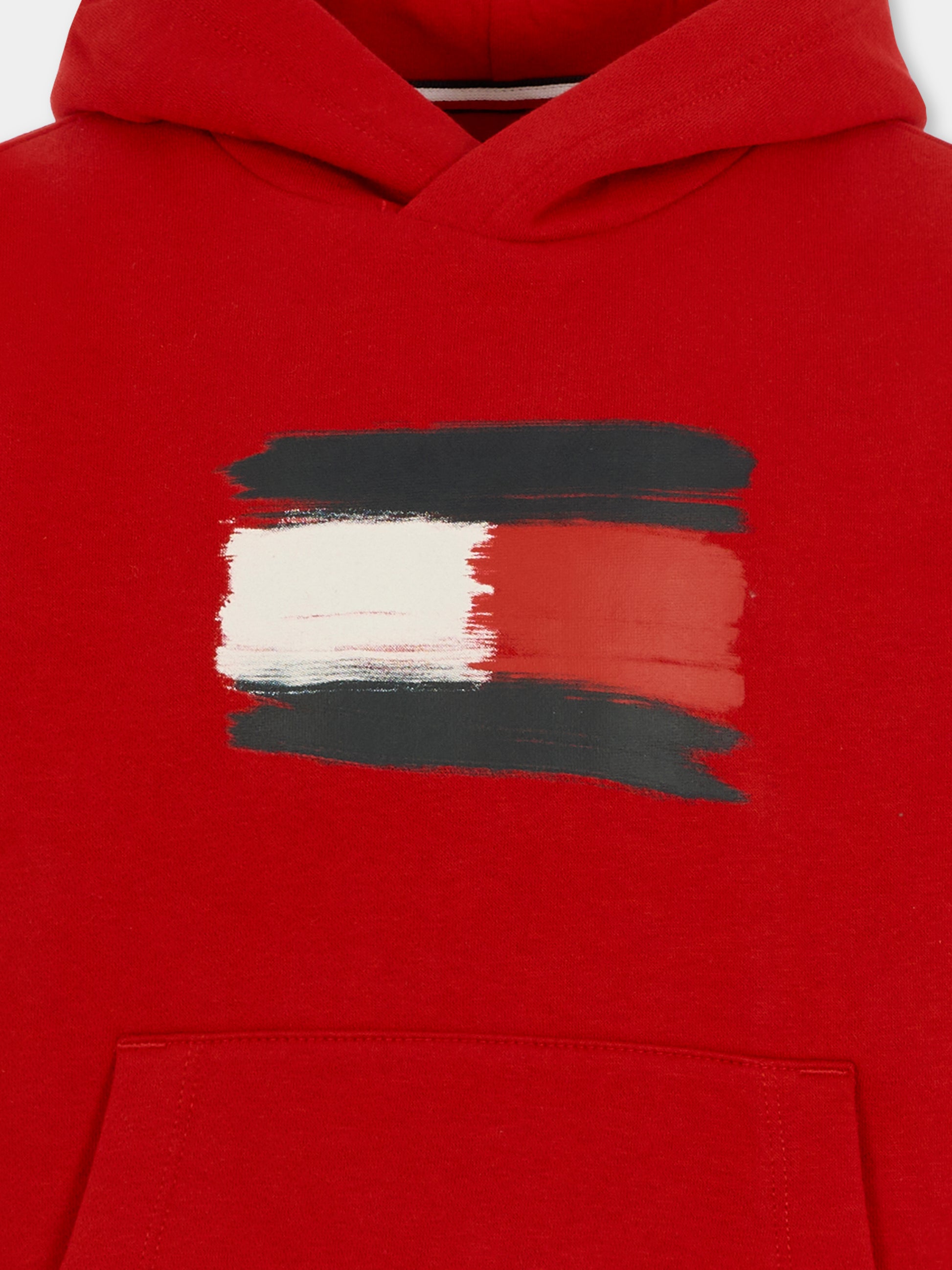 Felpa rossa per bambino con bandierina,Tommy Hilfiger Junior,25WTHKB0KB10112 XLD