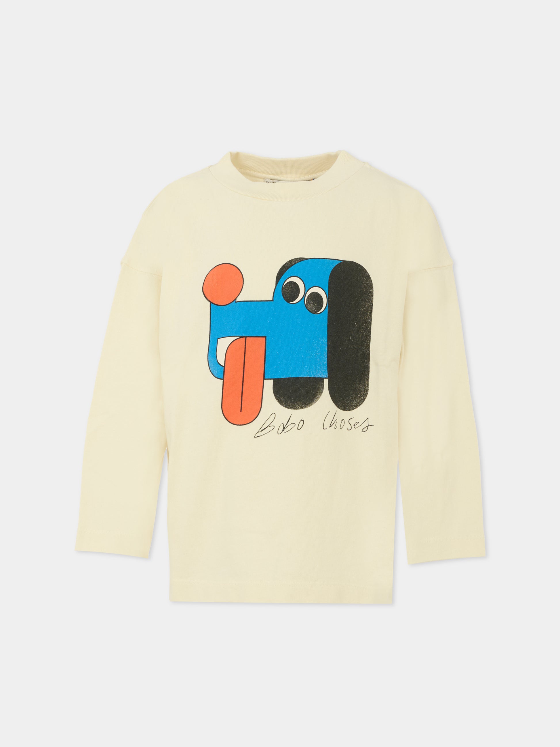 T-shirt avorio per bambini con cane,Bobo Choses,B225AC022