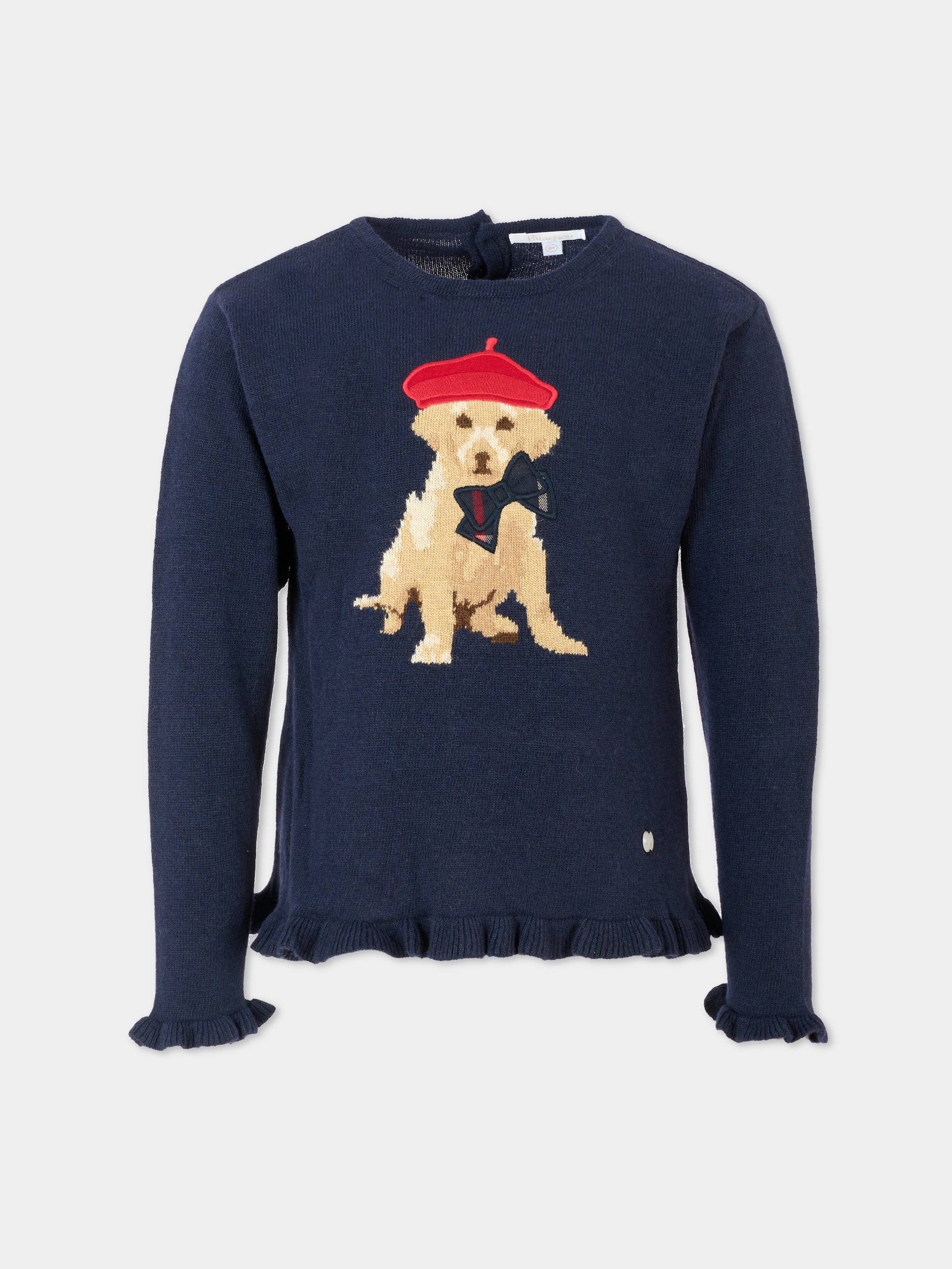 Maglione blu per bambina con cane,Patachou,PAP SWE4133269 360