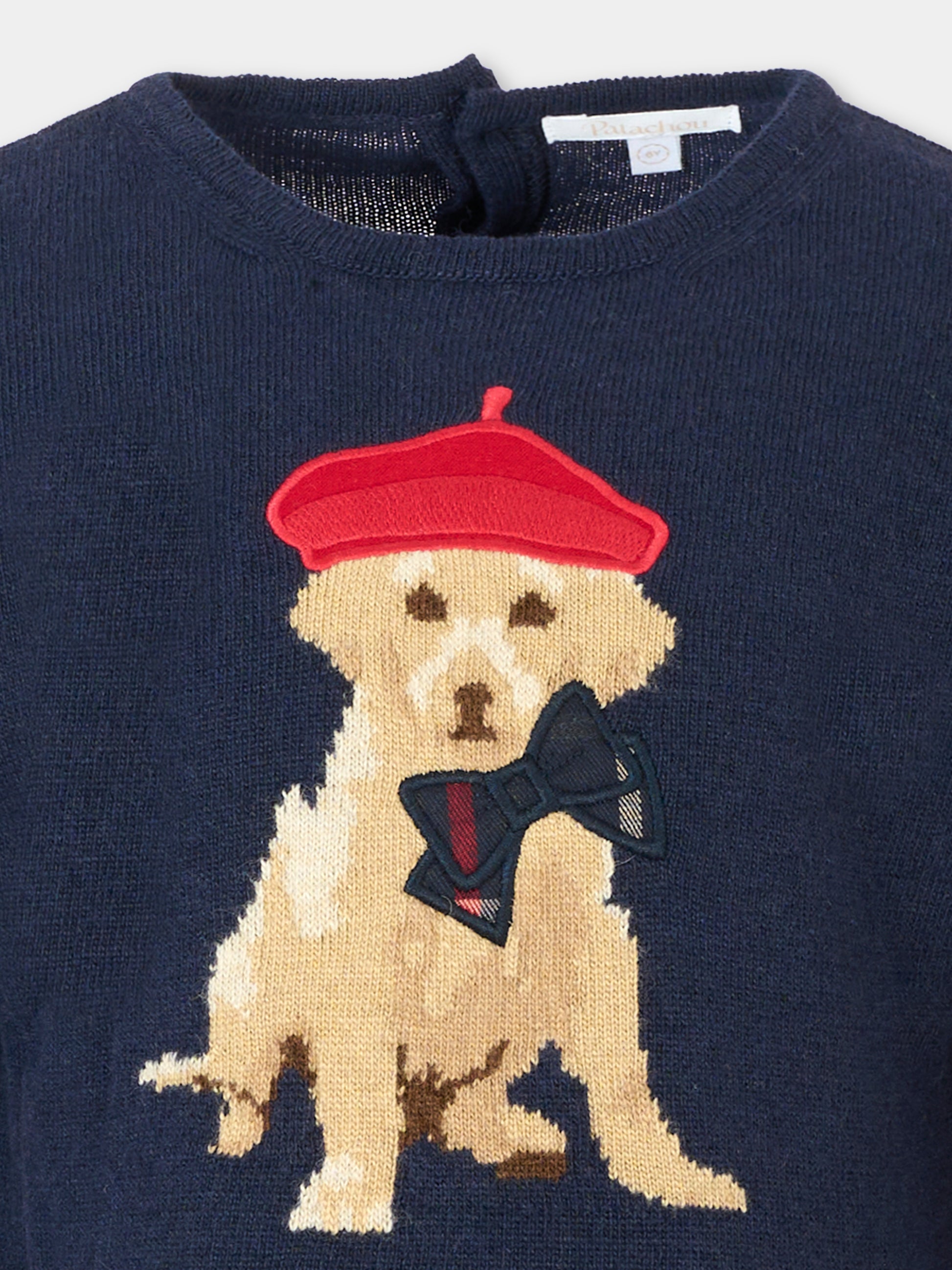 Maglione blu per bambina con cane,Patachou,PAP SWE4133269 360