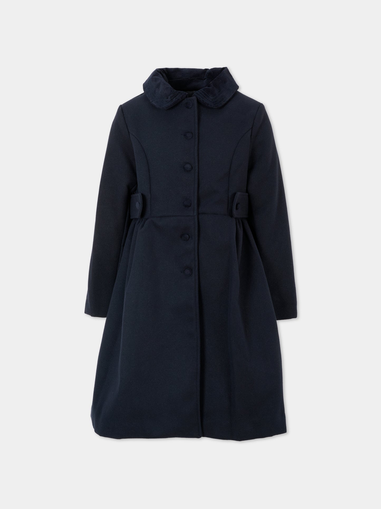 Cappotto blu per bambina con cintura,Patachou,PAP CA4133460 360