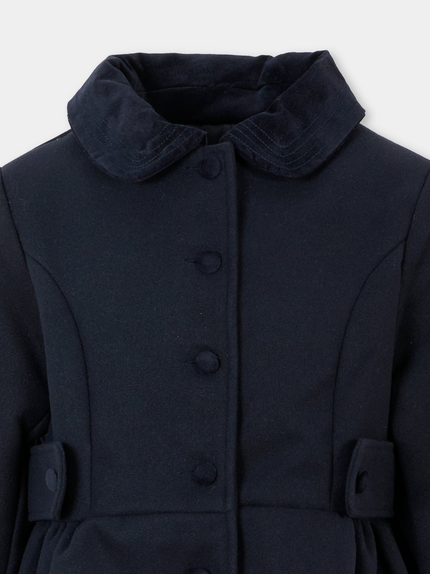 Cappotto blu per bambina con cintura,Patachou,PAP CA4133460 360