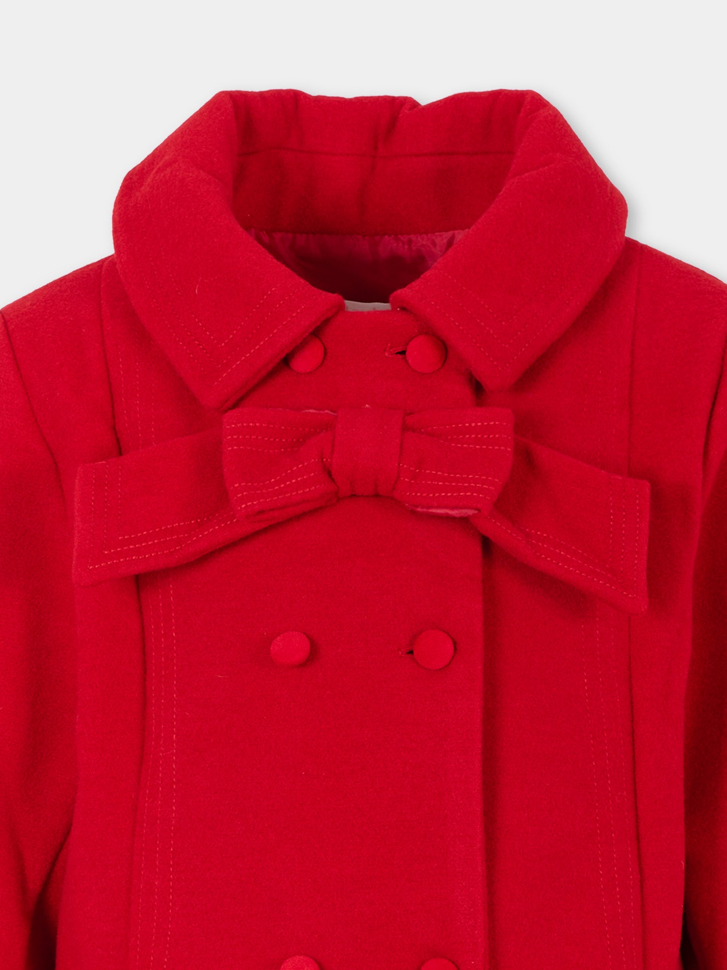 Cappotto rosso per bambina con fiocco,Patachou,PAP CA4133580 960