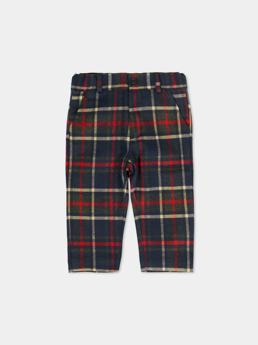 Pantaloni blu per neonato con motivo a quadri,Patachou,PAP CAL4133371 Z0133