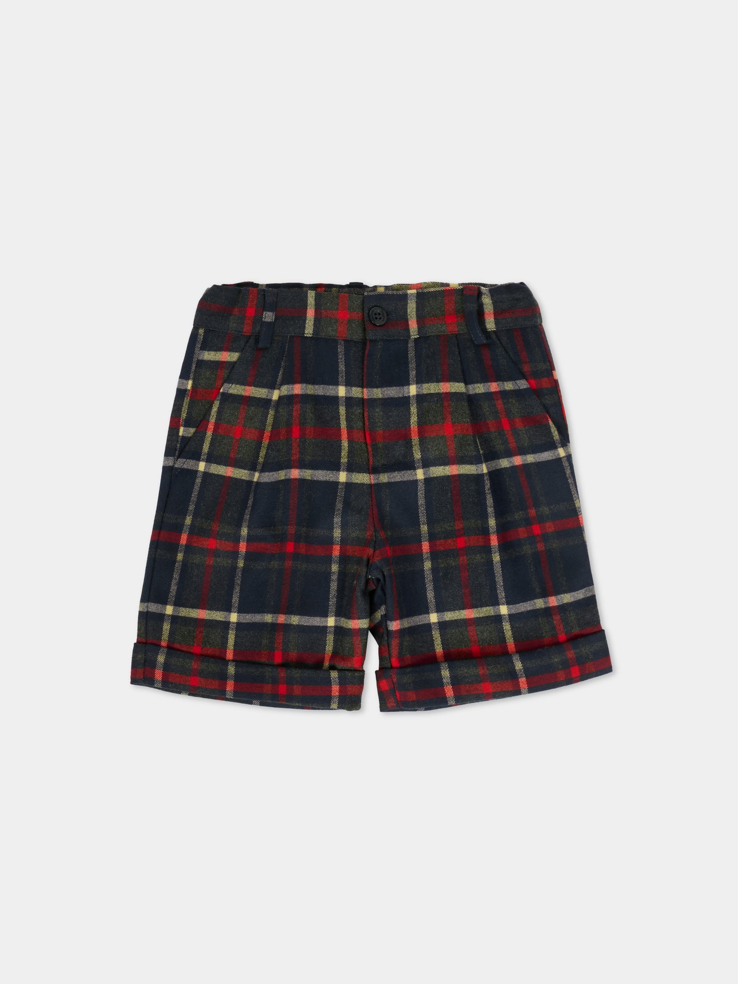 Shorts blu per neonato con motivo a quadri,Patachou,PAP CL4133370 Z0133