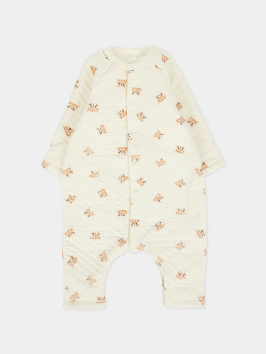 Tutina avorio per neonata con panda rosso,Petit Bateau,A0ECU 01