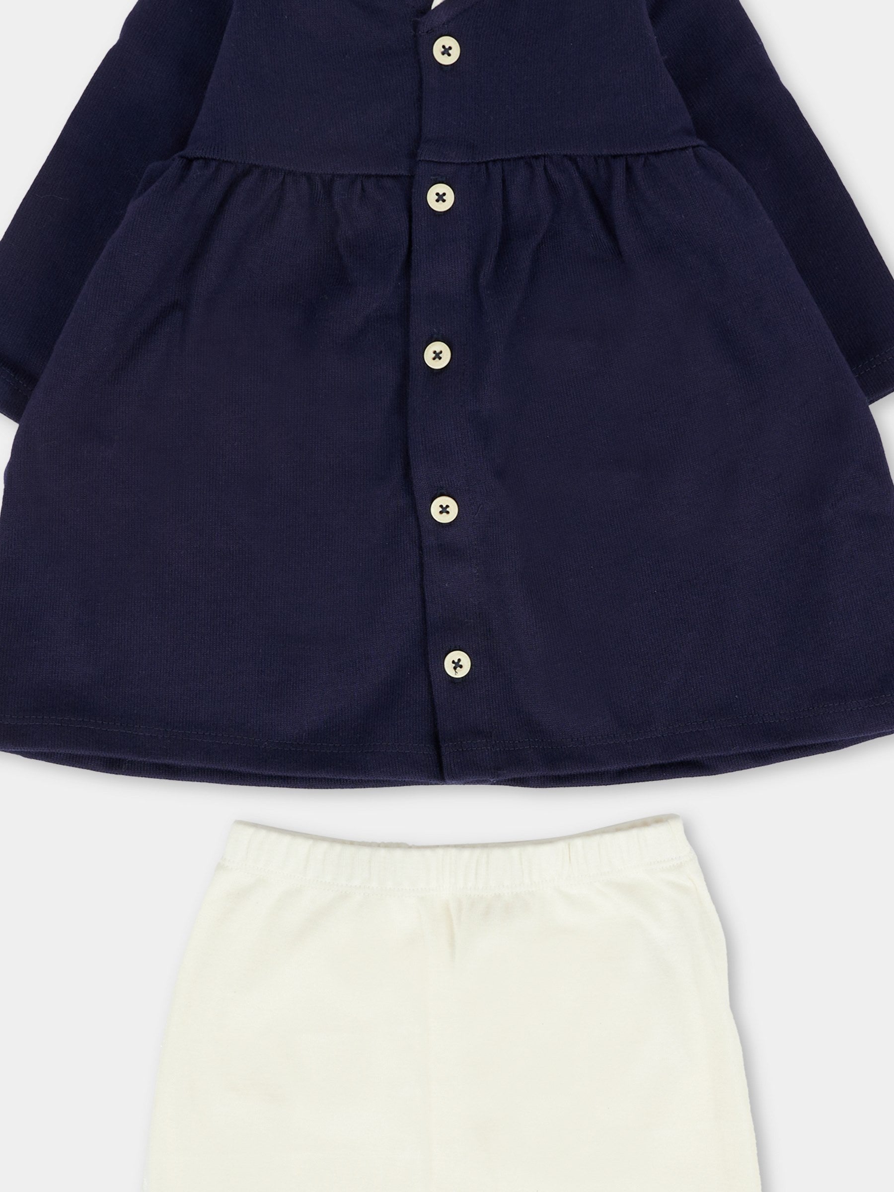 Vestito blu per neonata con colletto alla marinara,Petit Bateau,A0ELG 01