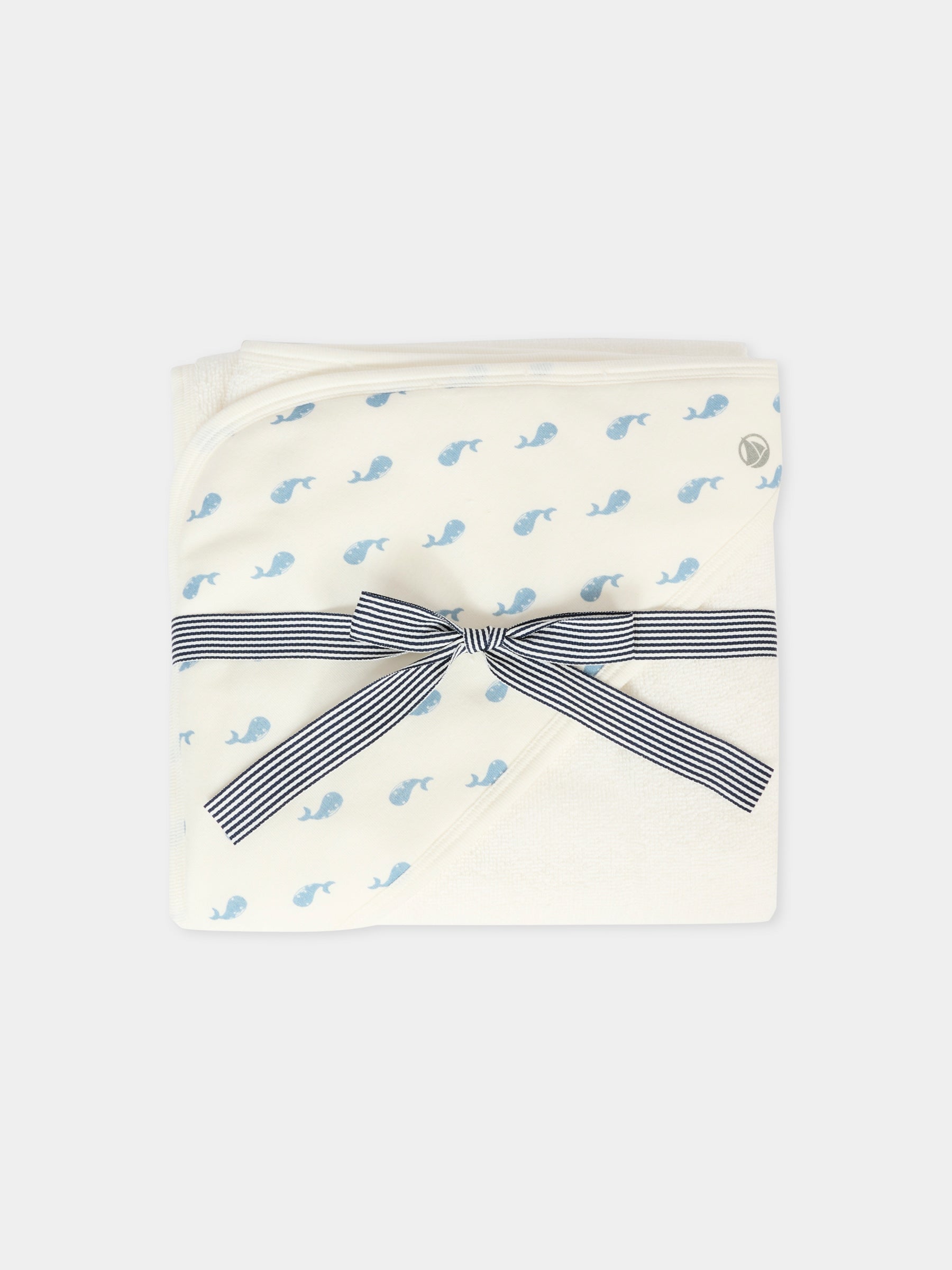 Asciugamano avorio per neonati con balene,Petit Bateau,A0DRN 01