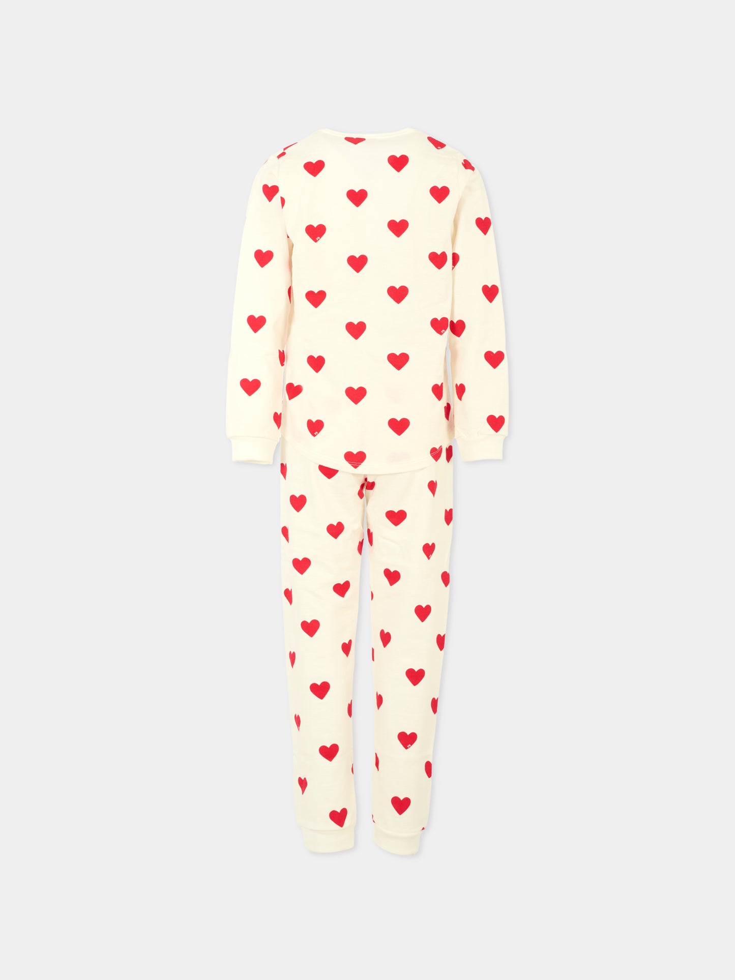 Pigiama bianco per bambina con cuori rossi,Petit Bateau,A0DO0 02