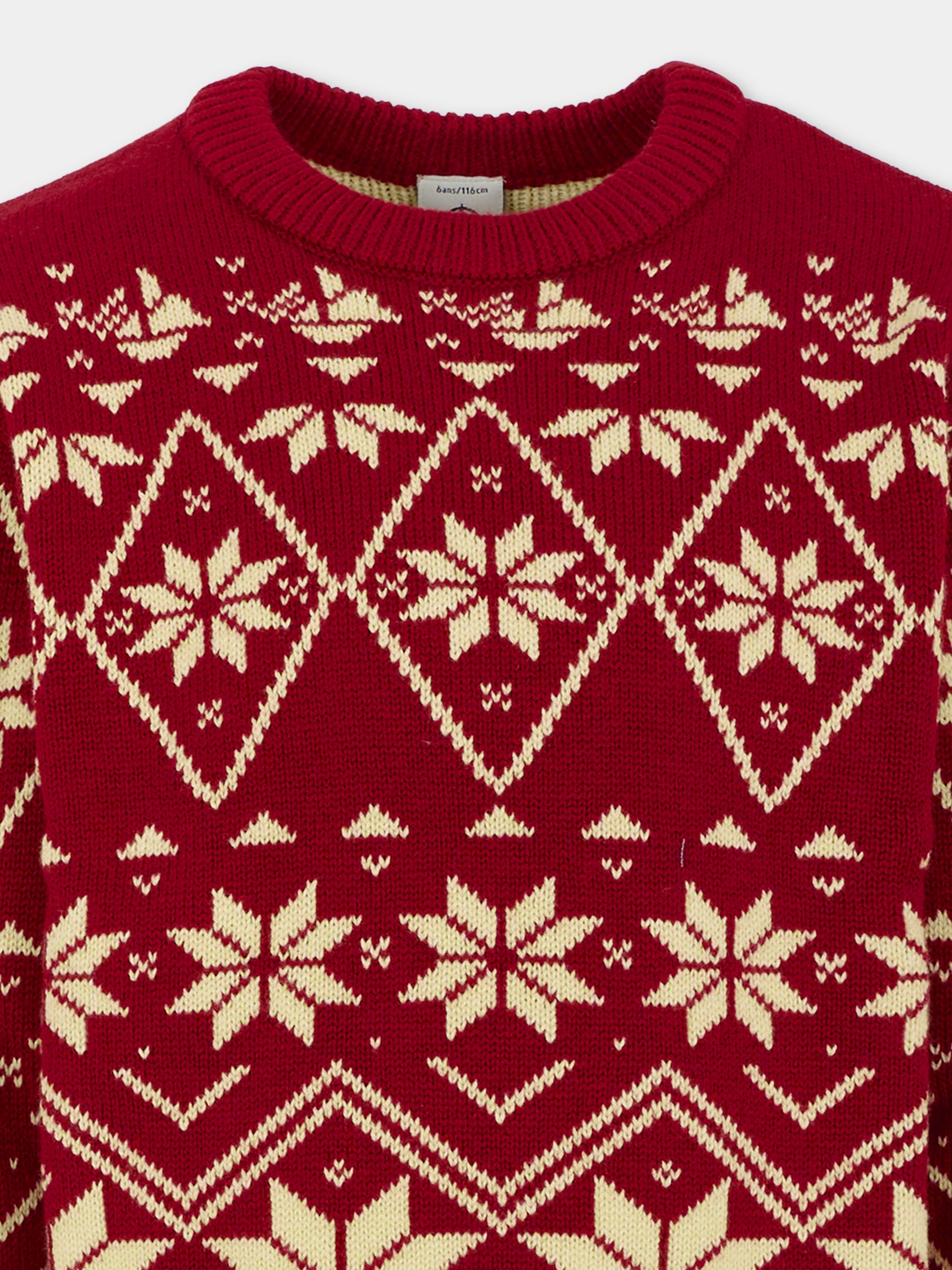 Maglione rosso per bambino con motivo jacquard,Petit Bateau,A0EEP 01