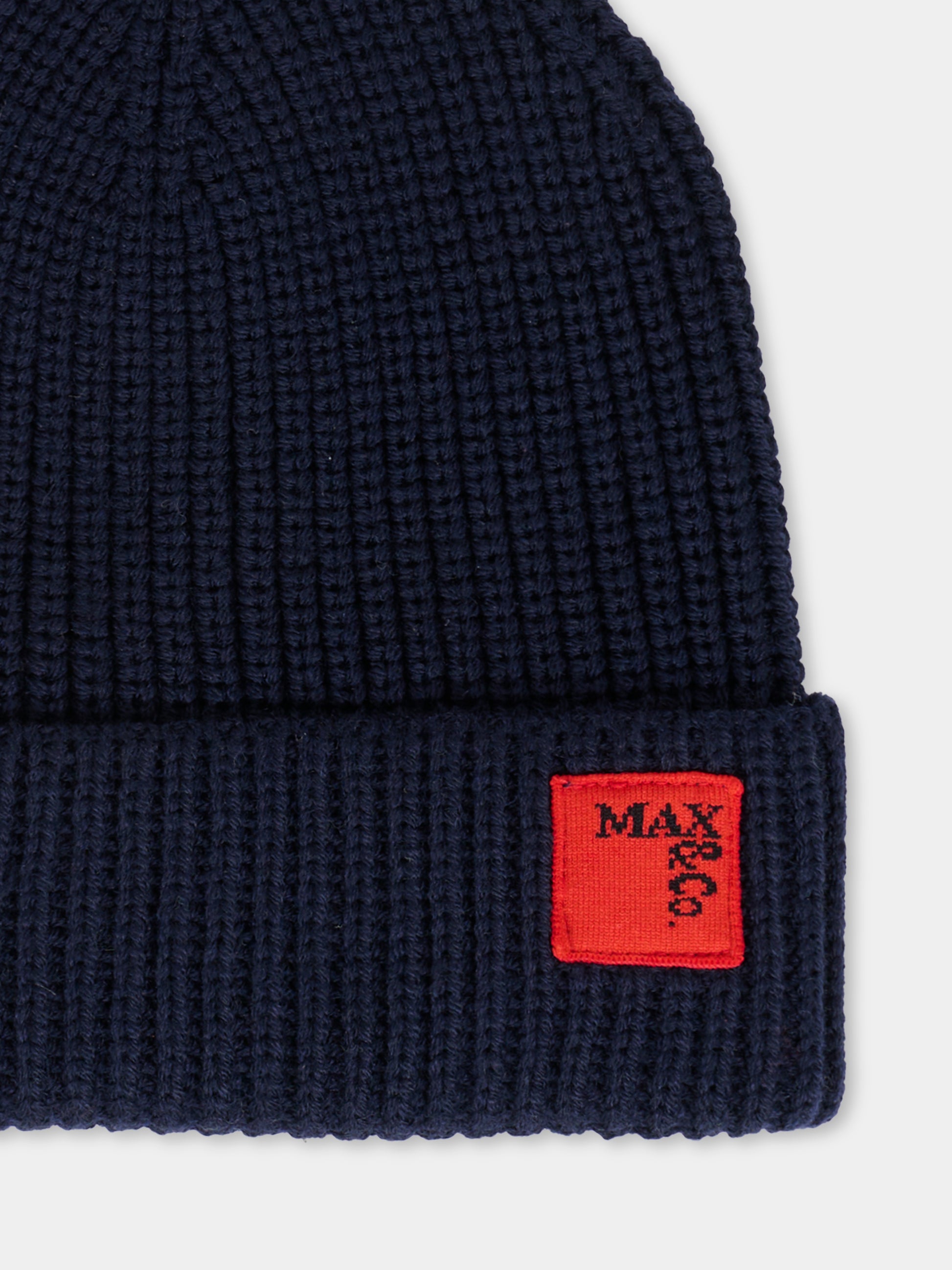 Berretto blu per bambina con patch,Max&co,MX0242-MX048-MX853