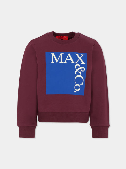 Felpa viola per bambina con logo,Max&co,MX0037-MX056-MX40A