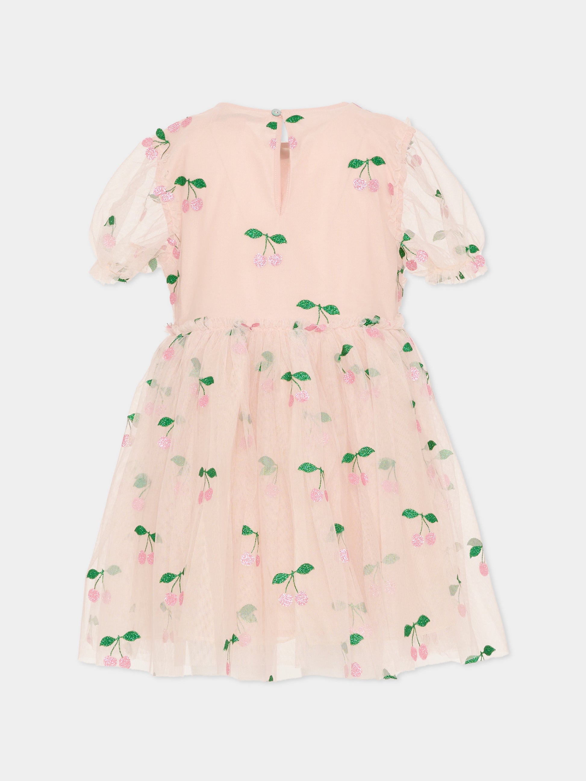 Vestito rosa per bambina con ciliegie rosa,Konges Sløjd,KS104020 MA GRANDE CERISE PINK GLITTER