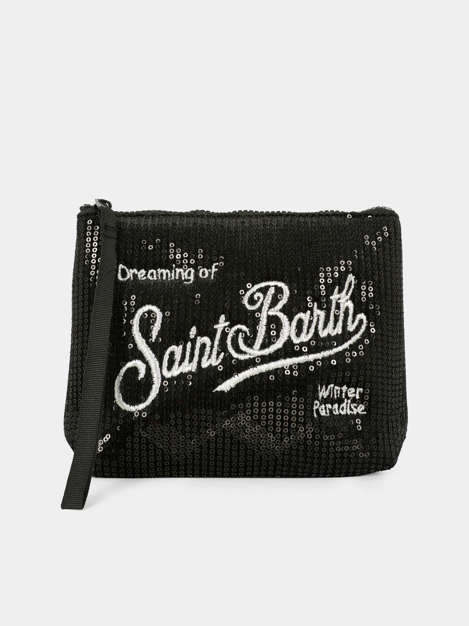 Pochette Aline nera per bambina con logo e paillettes,Mc2 Saint Barth,ALI0030 - 00207I