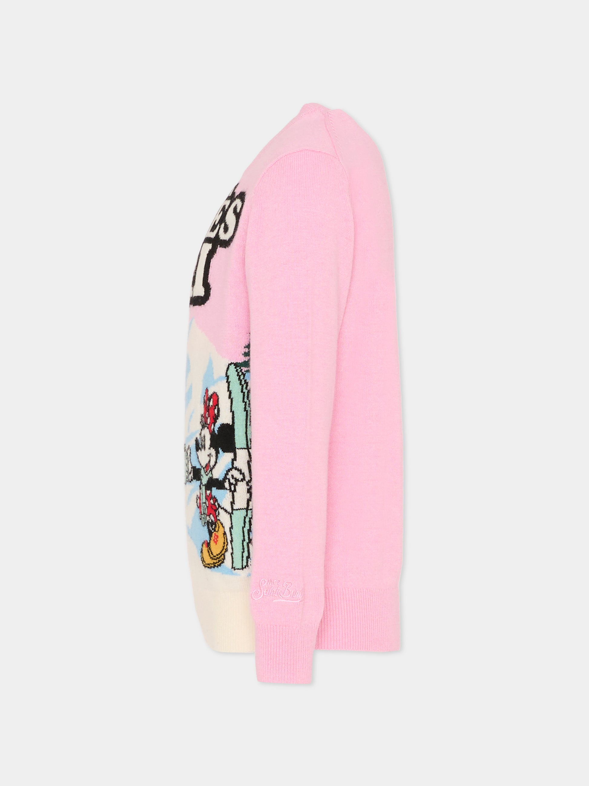 Maglione rosa per bambina con Topolino e Minnie,Mc2 Saint Barth,PRC0007 - 02249I