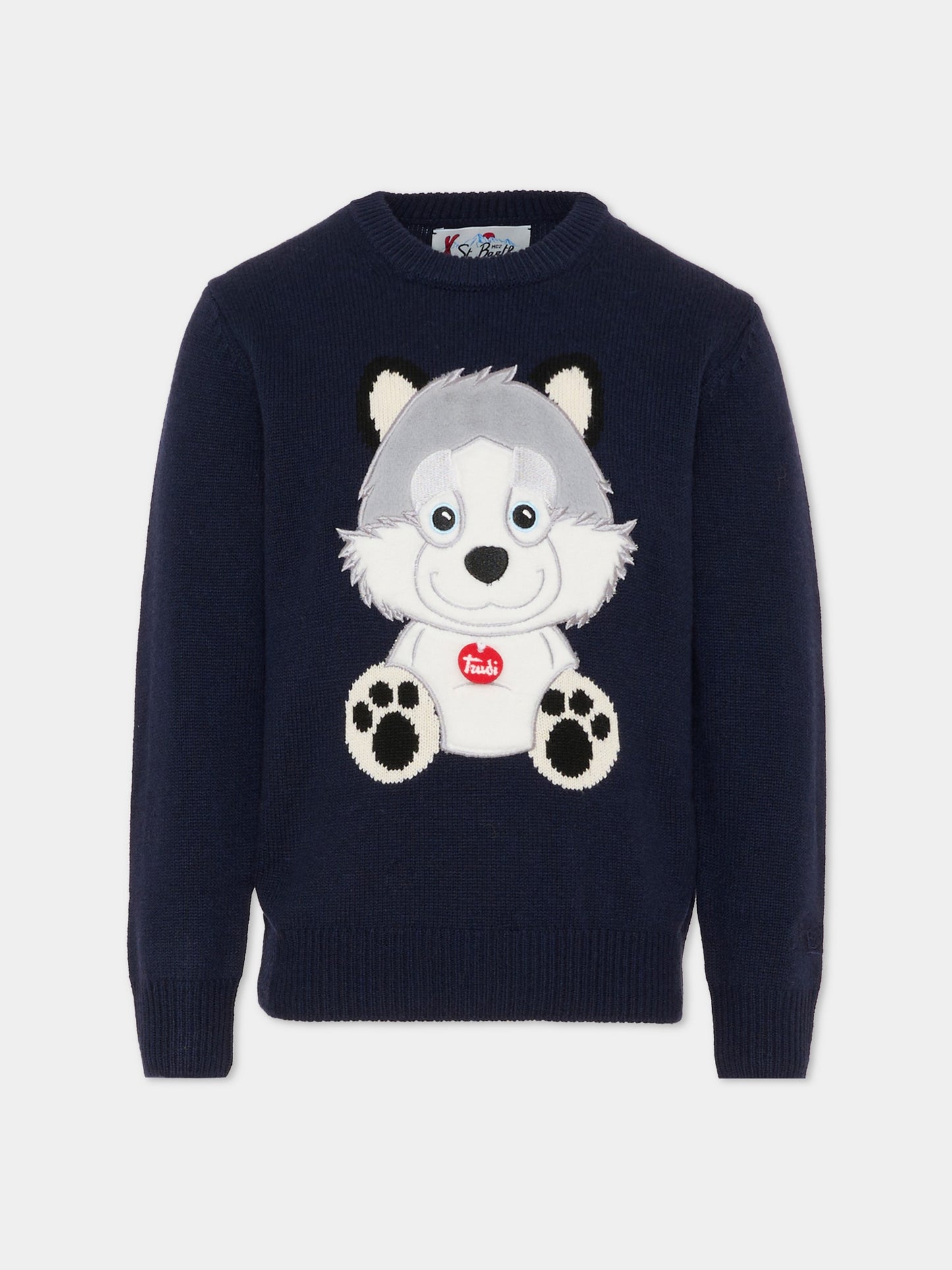 Maglione blu per bambino con lupo,Mc2 Saint Barth,DOU0001 - 01881I