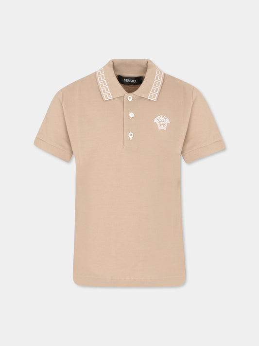 Polo beige per bambino con Medusa,Versace,1018617 1A13012 2KE30