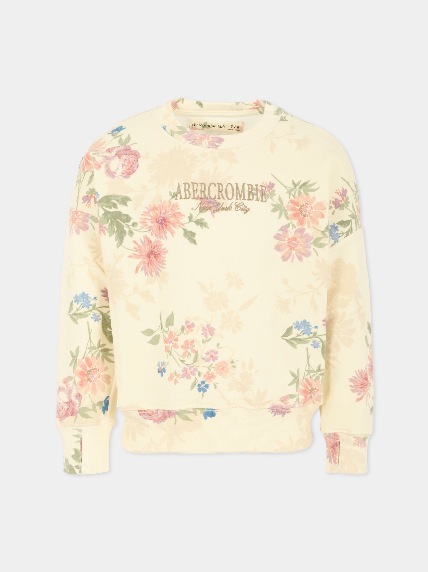 Felpa avorio per bambina con stampa floreale,Abercrombie & Fitch,AF43AJ85 43AJ85 W0M