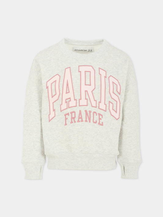 Felpa grigia per bambina con ricamo,Abercrombie & Fitch,AF43AJ88 43AJ88 GH3