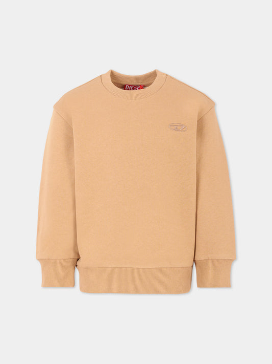 Felpa beige per bambino con logo ricamato,Diesel,J02274-0GYCJ-K726