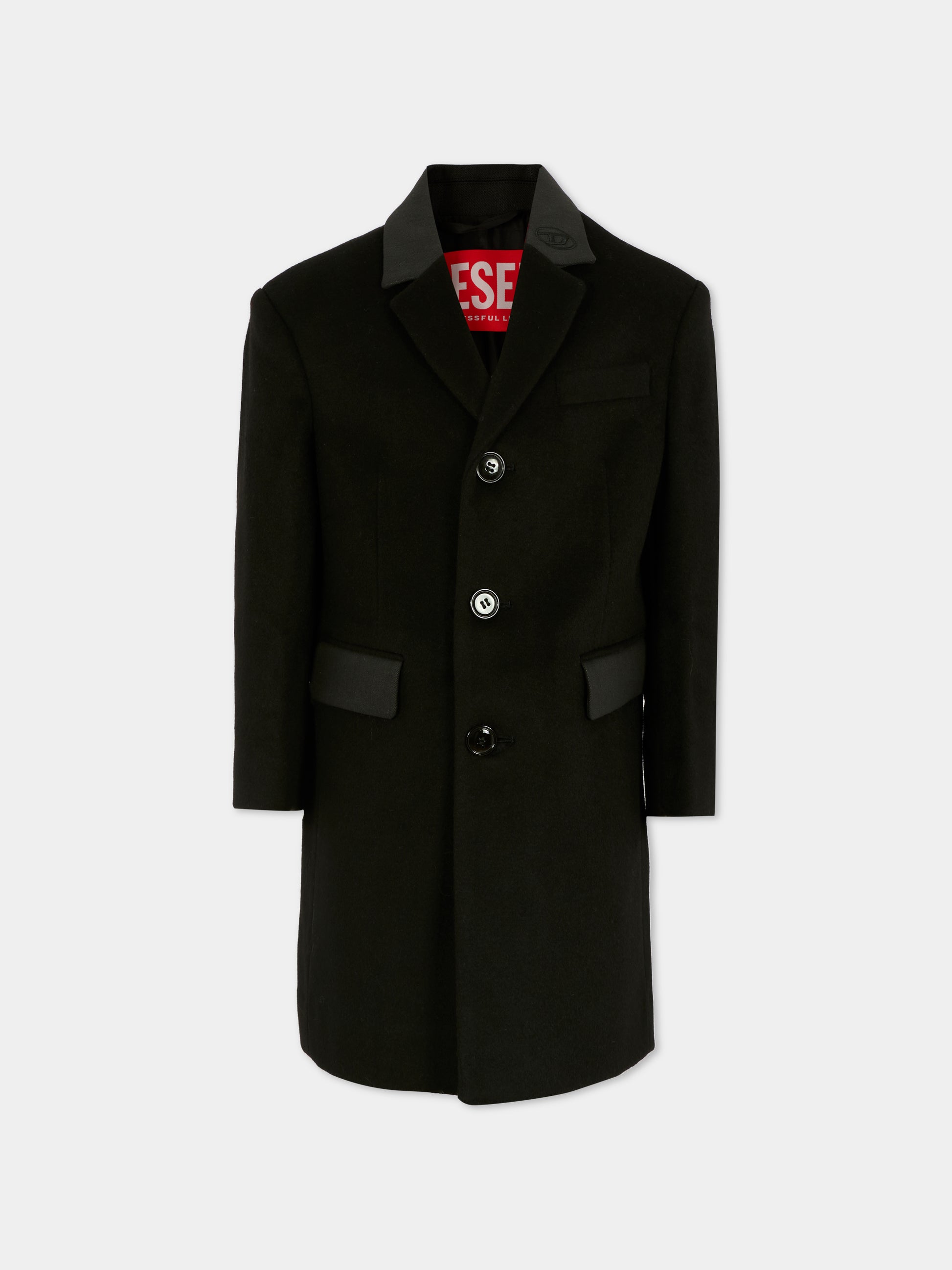Cappotto nero per bambino con logo,Diesel,J02418-KXBQU-K900